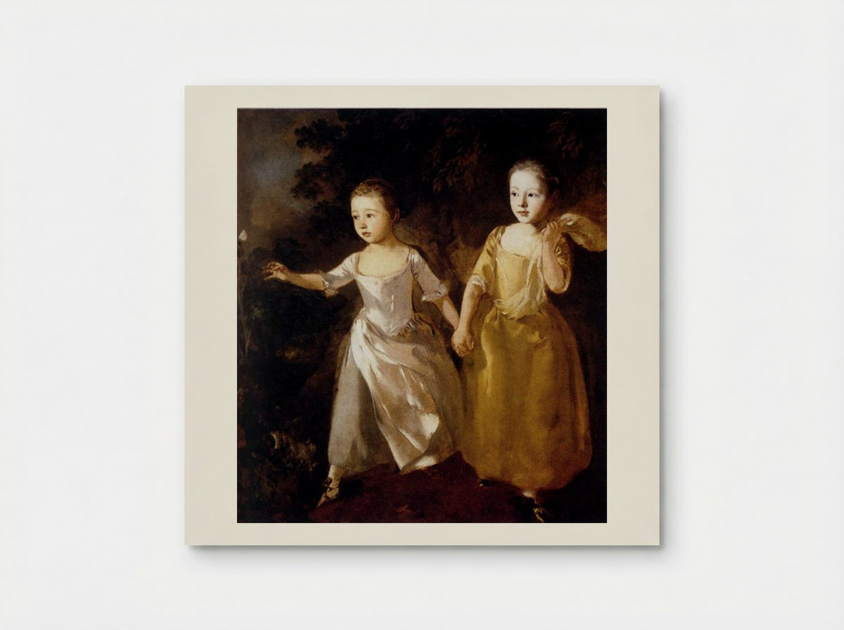 The Painter's Daughters Chasing a Butterfly - Thomas Gainsborough - Poster