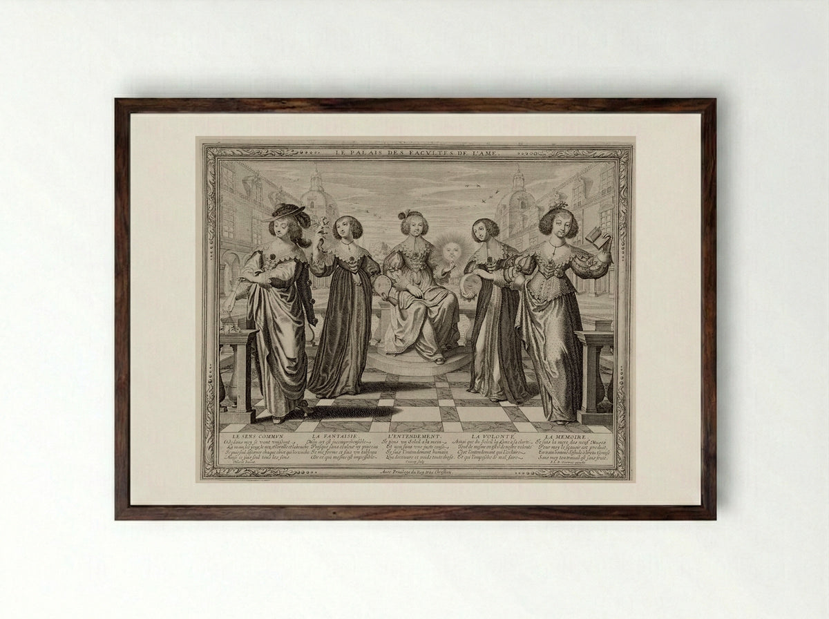The Palace of the Faculties of the Soul - Jean Couvay - Framed Print Dark Wood