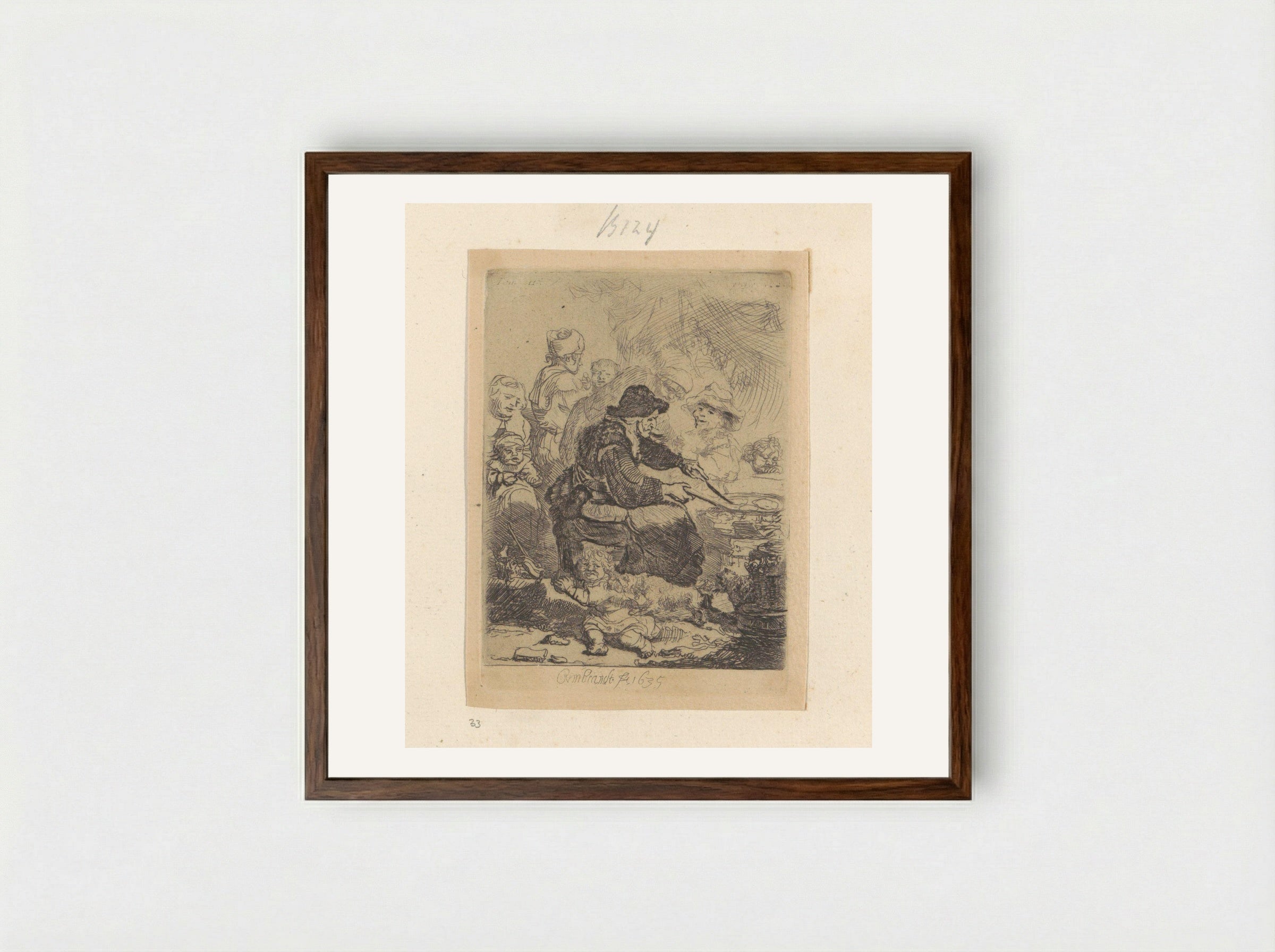 The Pancake Baker - Rembrandt van Rijn - Framed Print Dark Wood