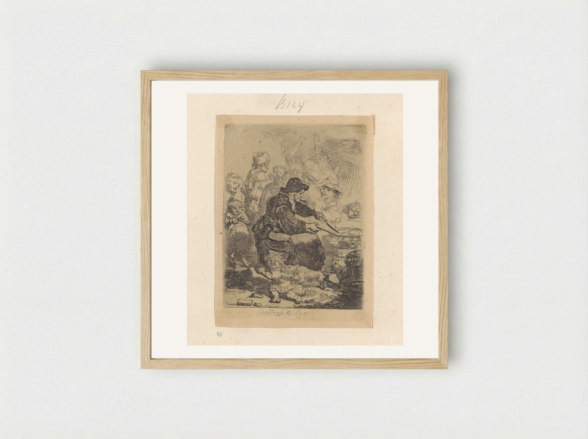 The Pancake Baker - Rembrandt van Rijn - Framed Print Wood
