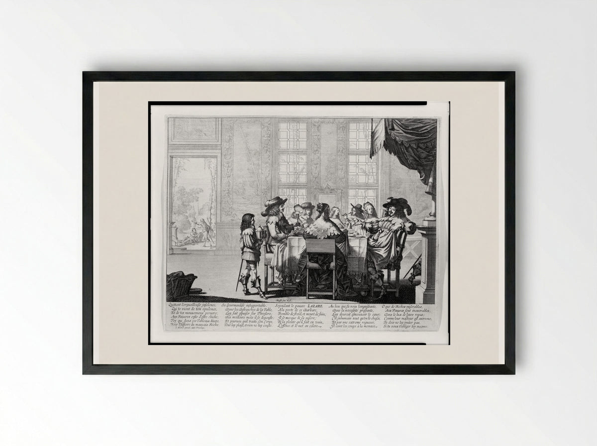 The Parable of Lazarus and the Rich Man - Abraham Bosse - Framed Print Black