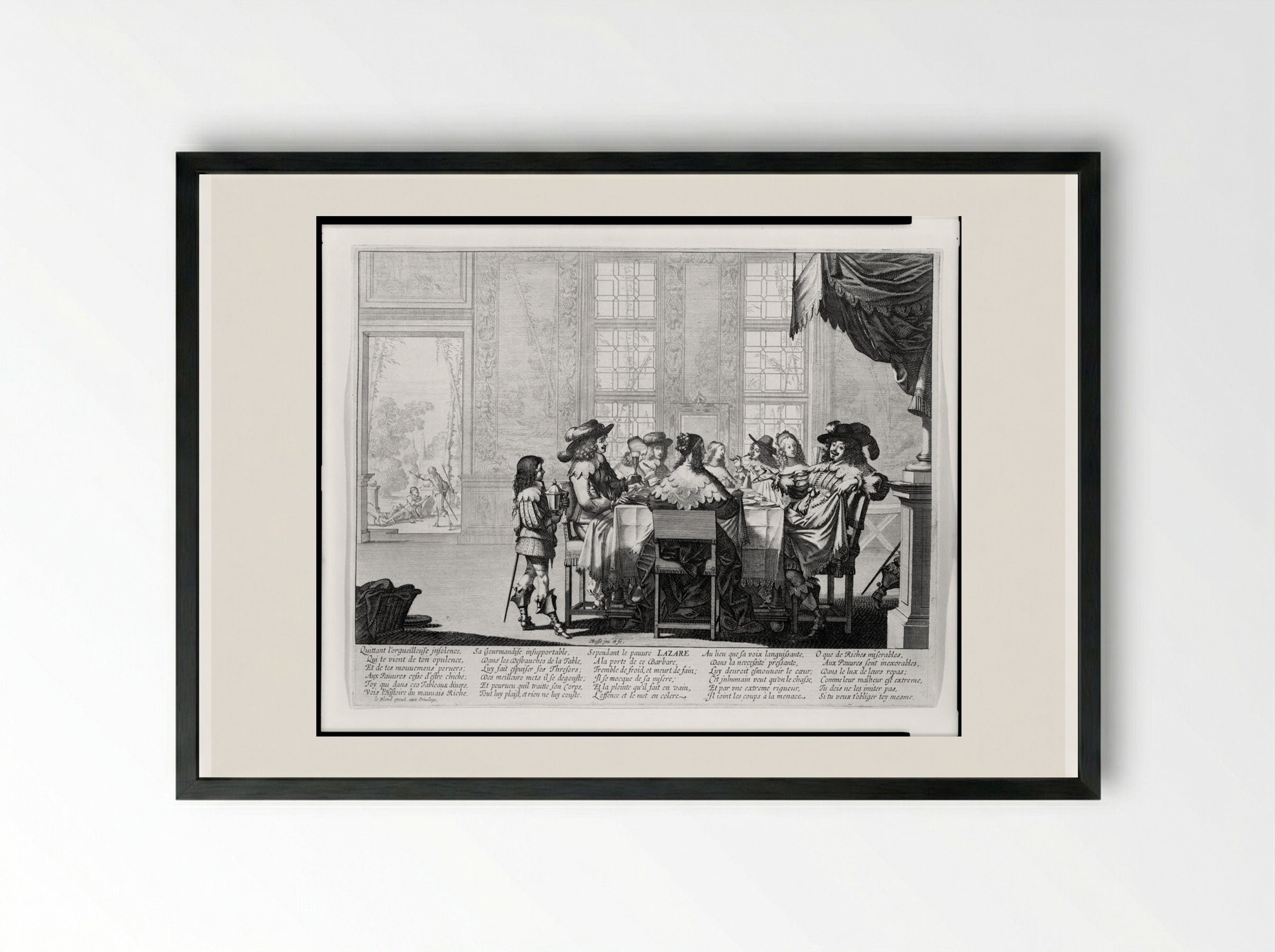 The Parable of Lazarus and the Rich Man - Abraham Bosse - Framed Print Black