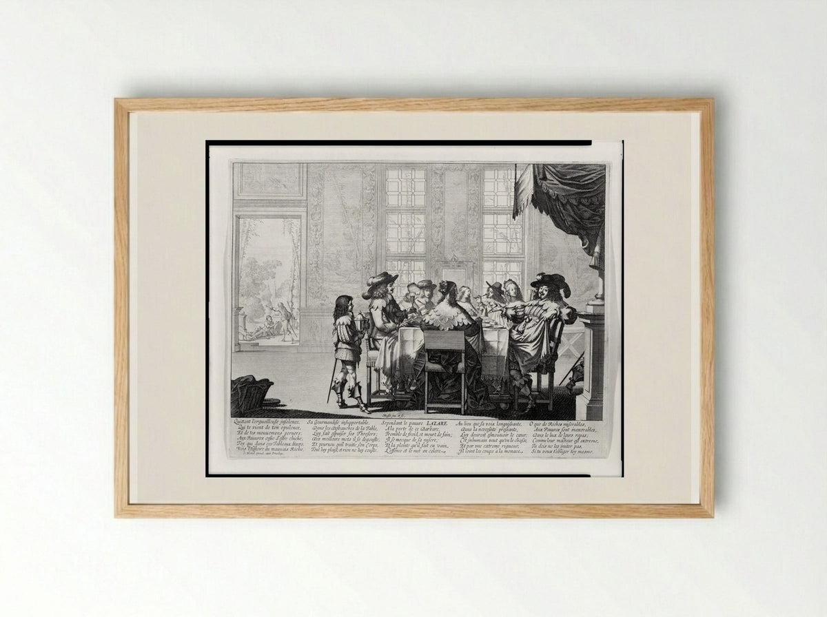 The Parable of Lazarus and the Rich Man - Abraham Bosse - Framed Print Wood