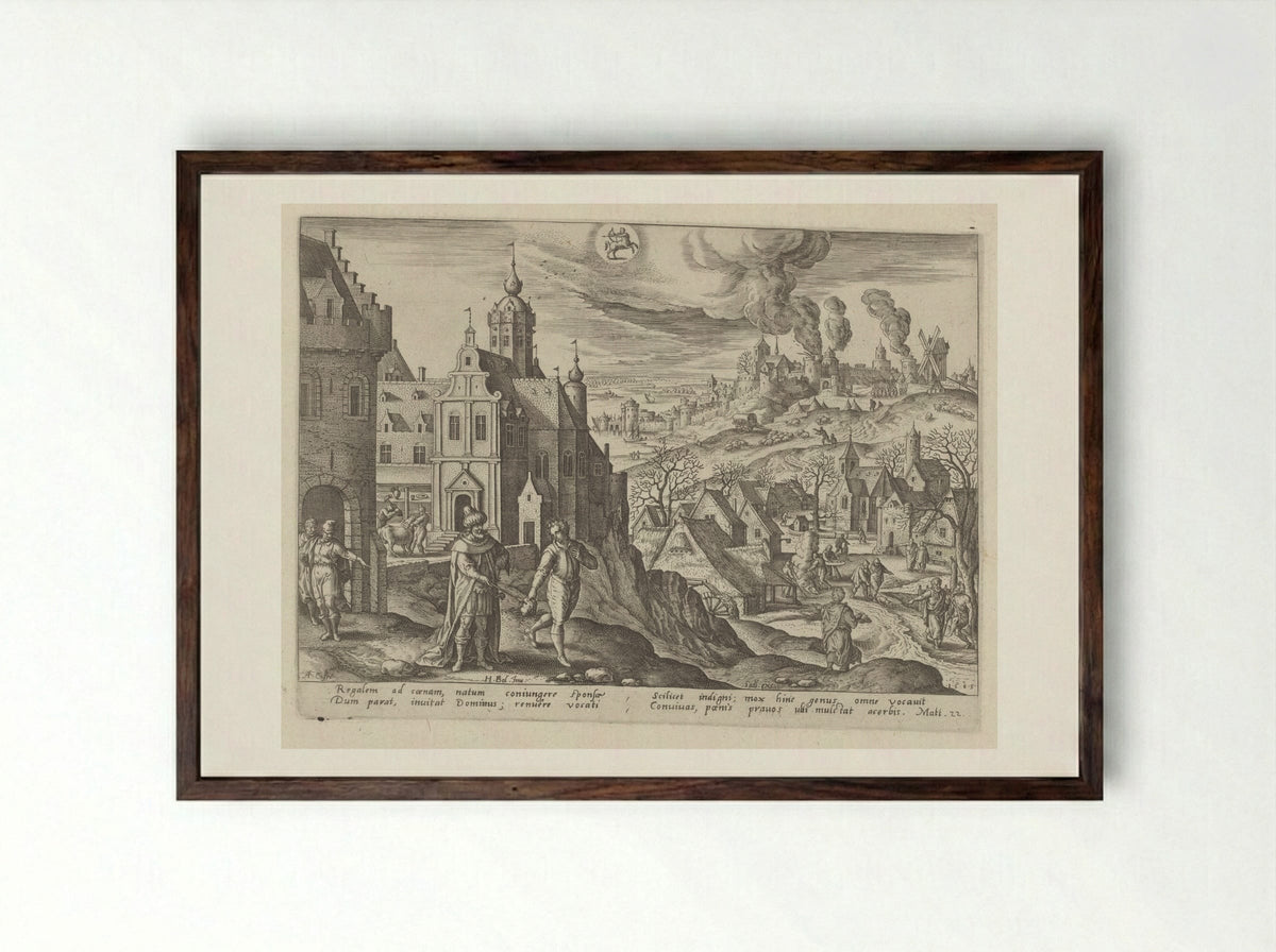 The Parable of the Kingdom of Heaven - Adriaen Collaert - Framed Print Dark Wood