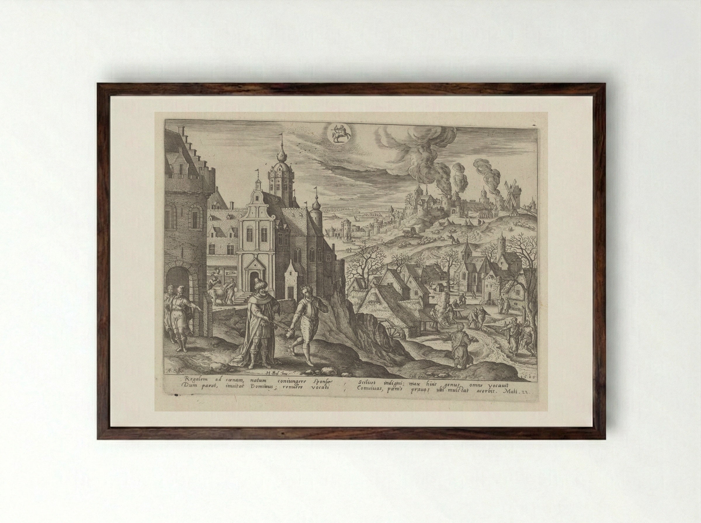 The Parable of the Kingdom of Heaven - Adriaen Collaert - Framed Print Dark Wood