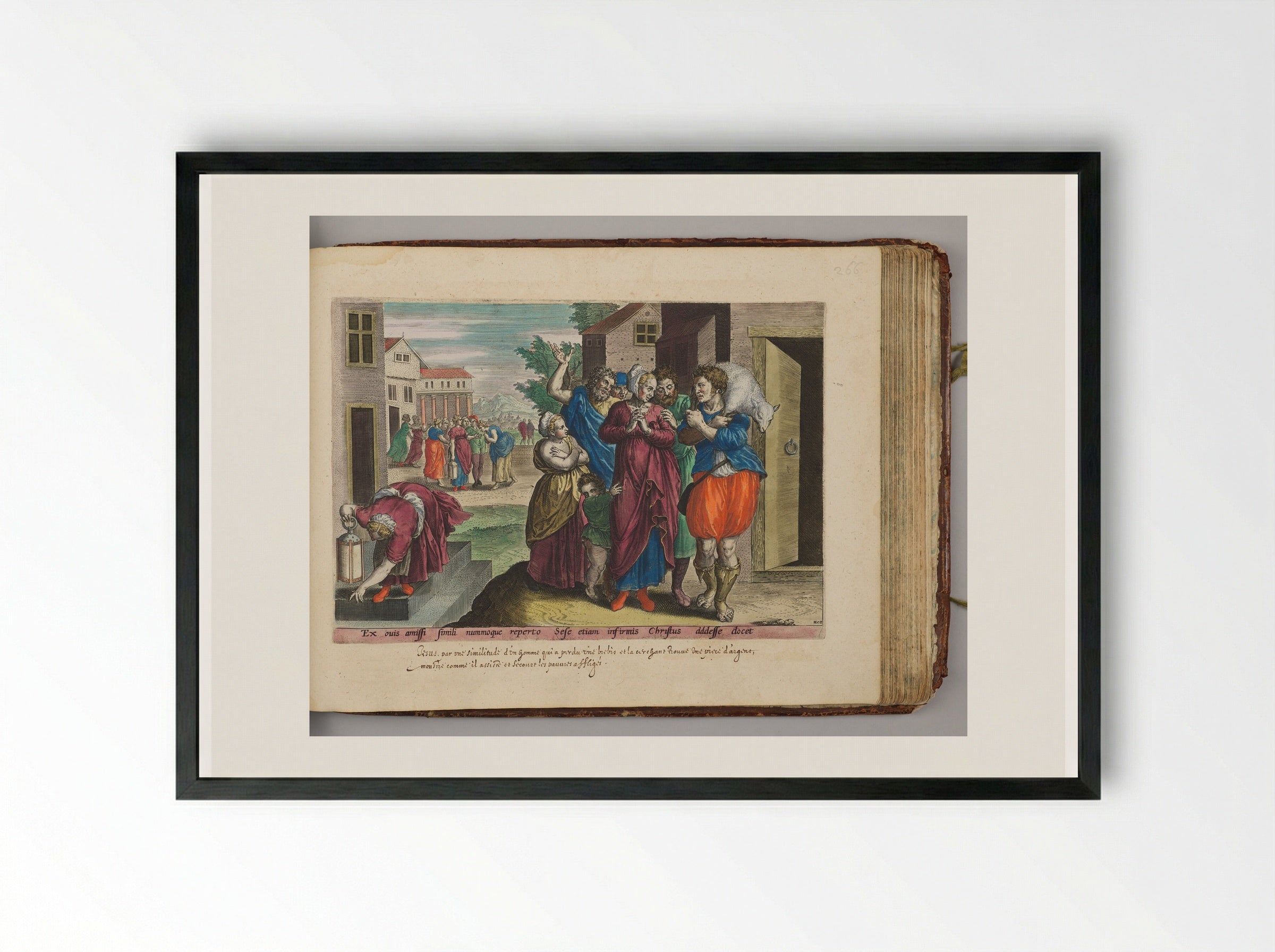 The Parable of the Lost Sheep and the Lost Piece of Silver - Hans Collaert the Elder - Framed Print Black