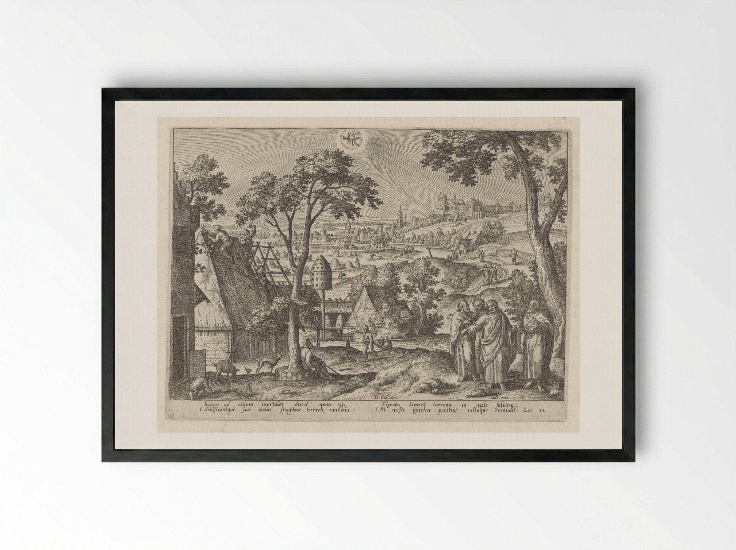 The Parable of the Rich Fool - Adriaen Collaert - Framed Print Black