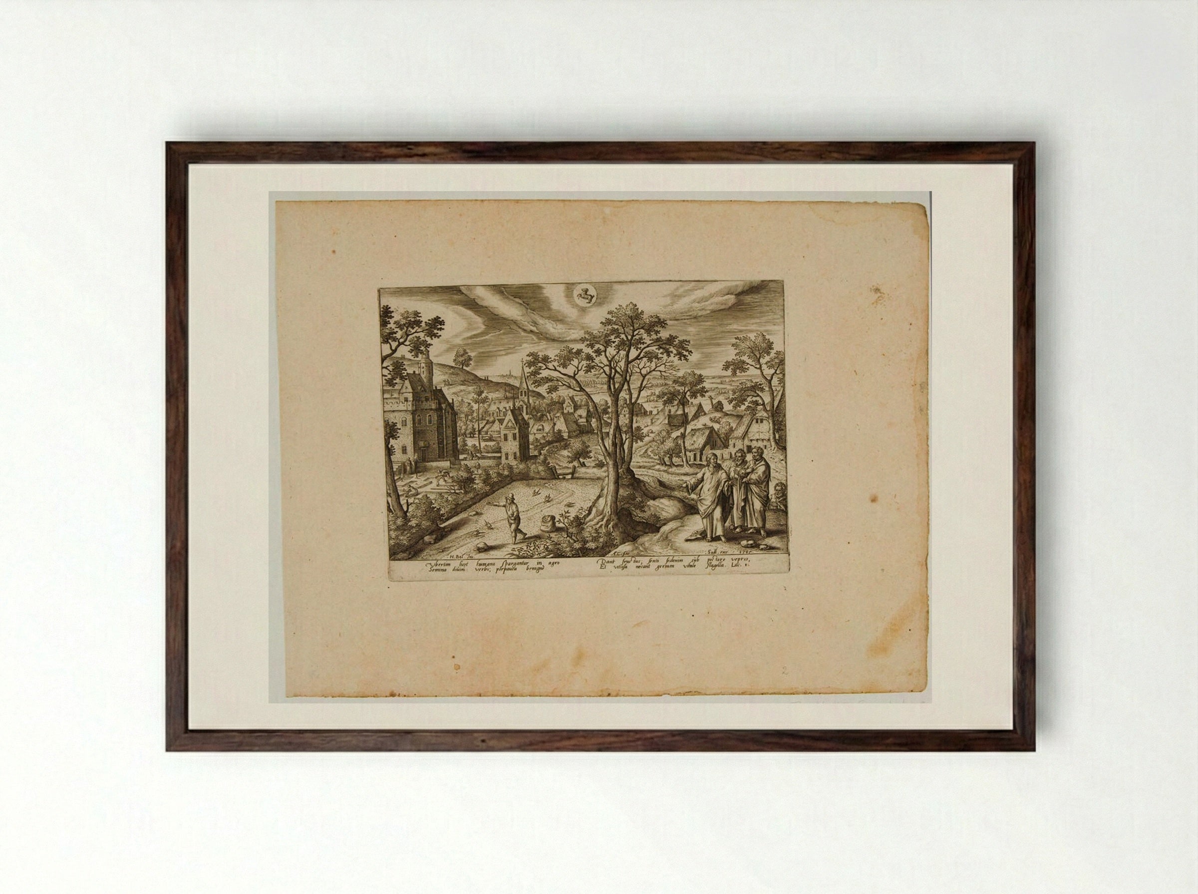 The Parable of the Sower - Adriaen Collaert - Framed Print Dark Wood