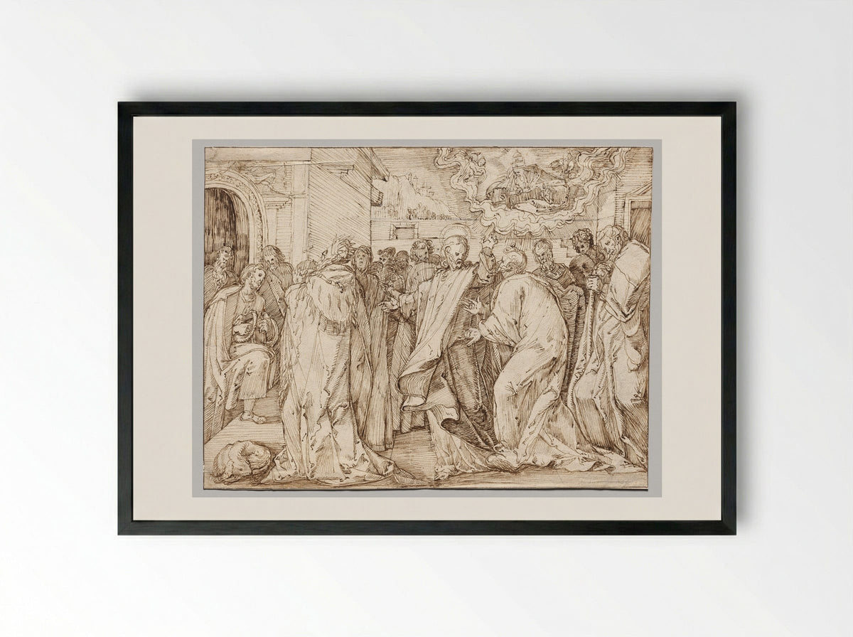 The Parable of the Tribute Money - Master of the Egmont Albums - Framed Print Black