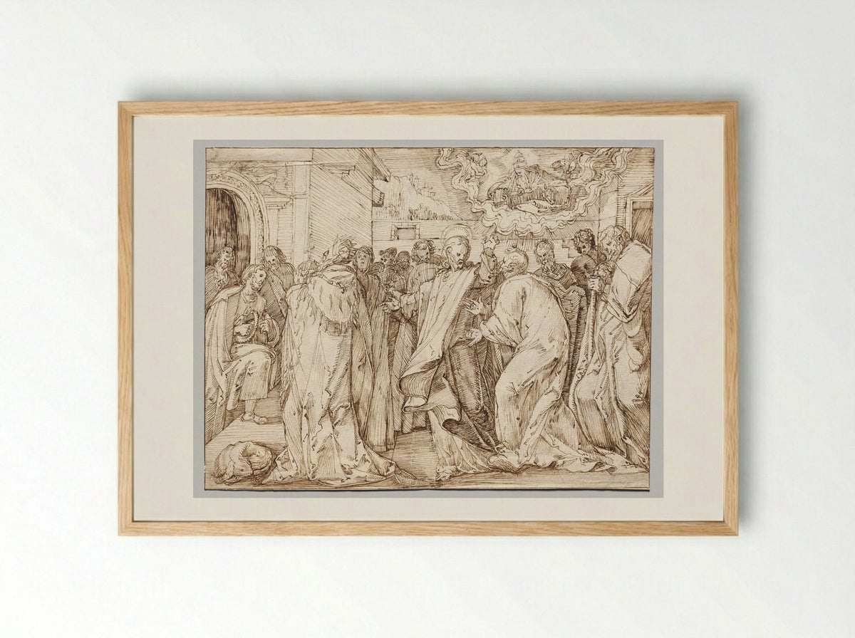 The Parable of the Tribute Money - Master of the Egmont Albums - Framed Print Wood