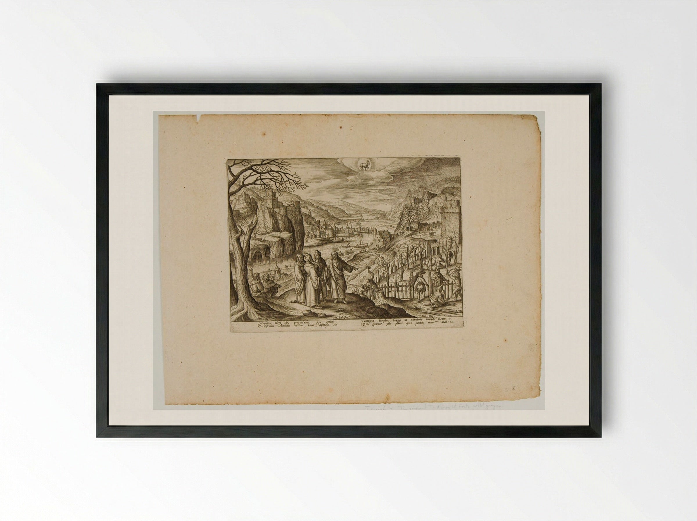 The Parable of the Two Sons and the Unjust Husbandmen - Adriaen Collaert - Framed Print Black
