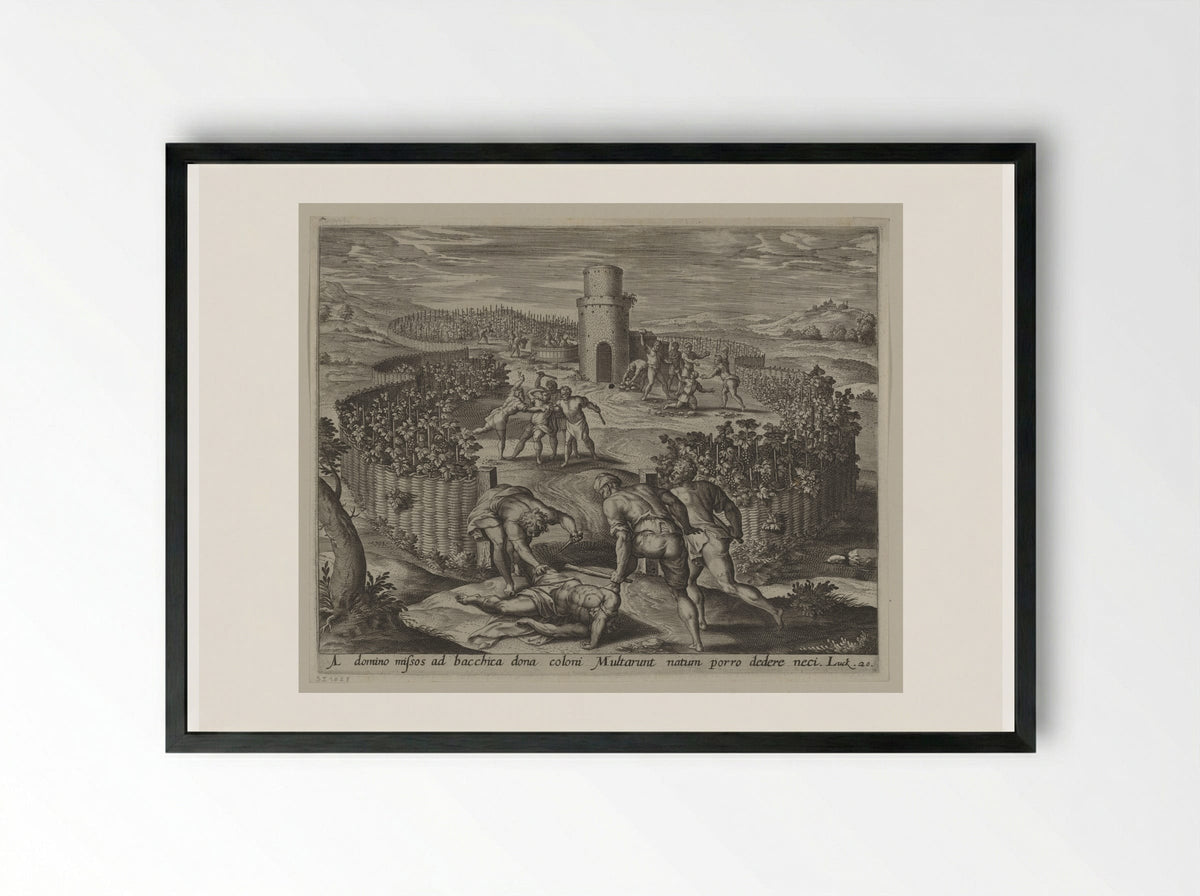 The Parable of the Vineyard - Hans Collaert the Elder - Framed Print Black