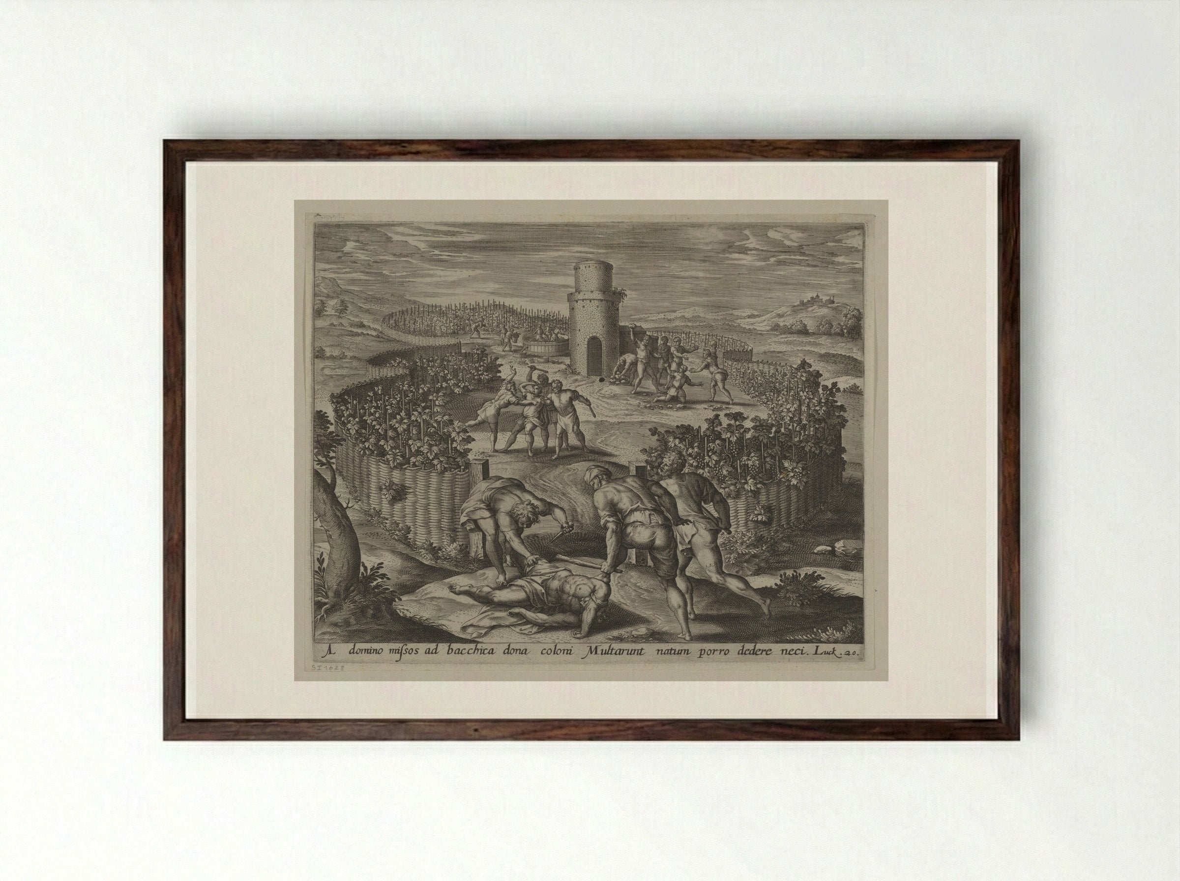 The Parable of the Vineyard - Hans Collaert the Elder - Framed Print Dark Wood