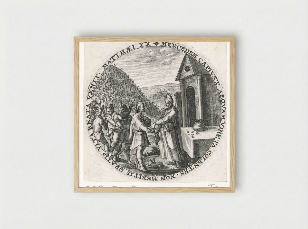 The Parable of the Workers in the Vineyard - Crispijn van de Passe (I) - Framed Print Wood