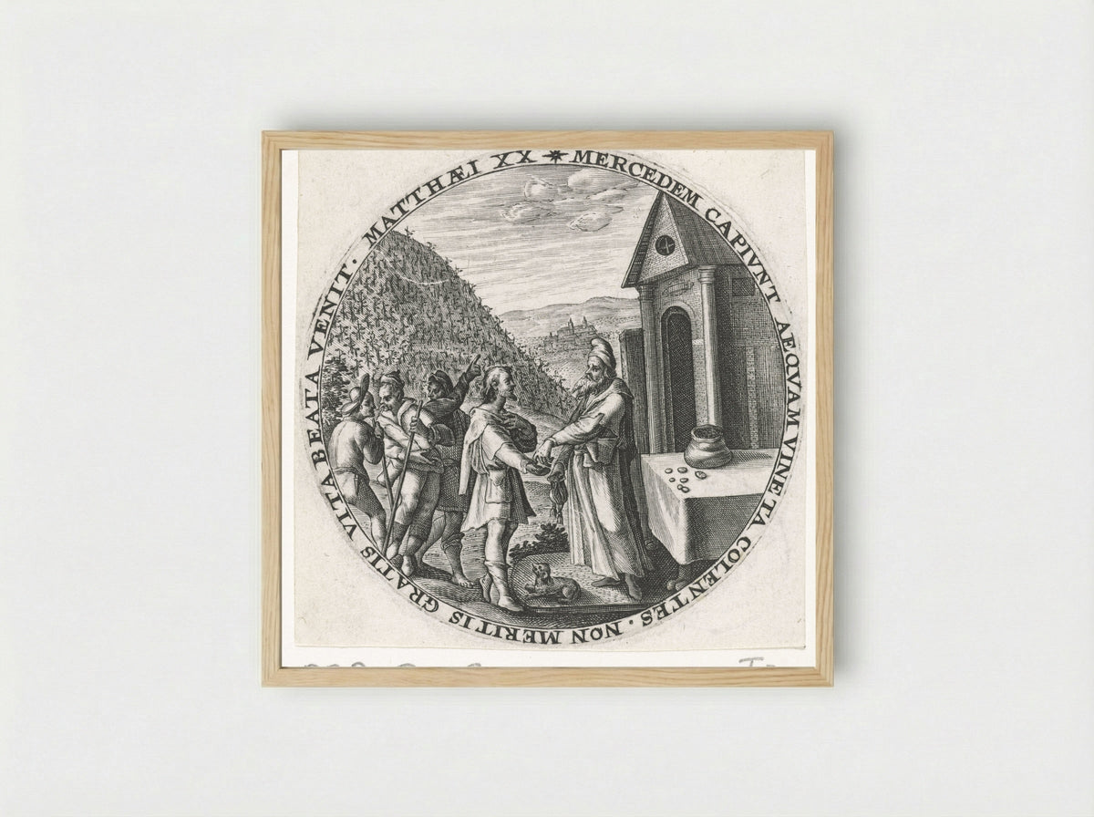 The Parable of the Workers in the Vineyard - Crispijn van de Passe (I) - Framed Print Wood