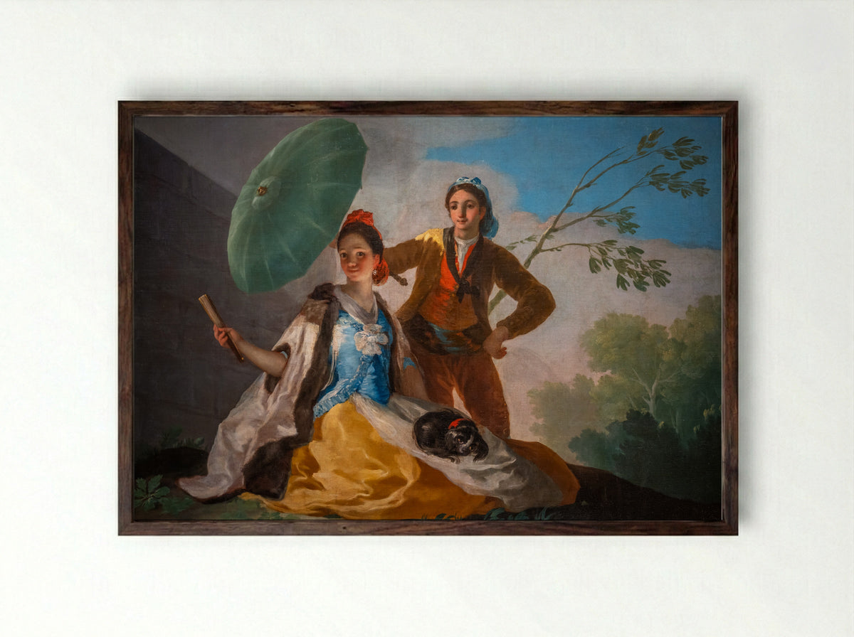 The Parasol - Francisco Goya - Framed Print Dark Wood