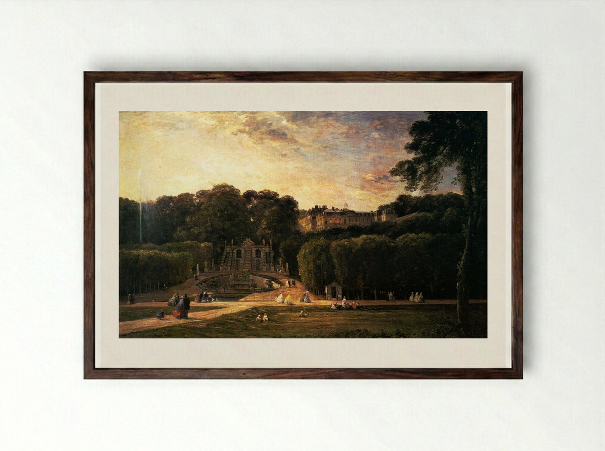 The Park at St. Cloud - Charles-Francois Daubigny - Framed Print Dark Wood