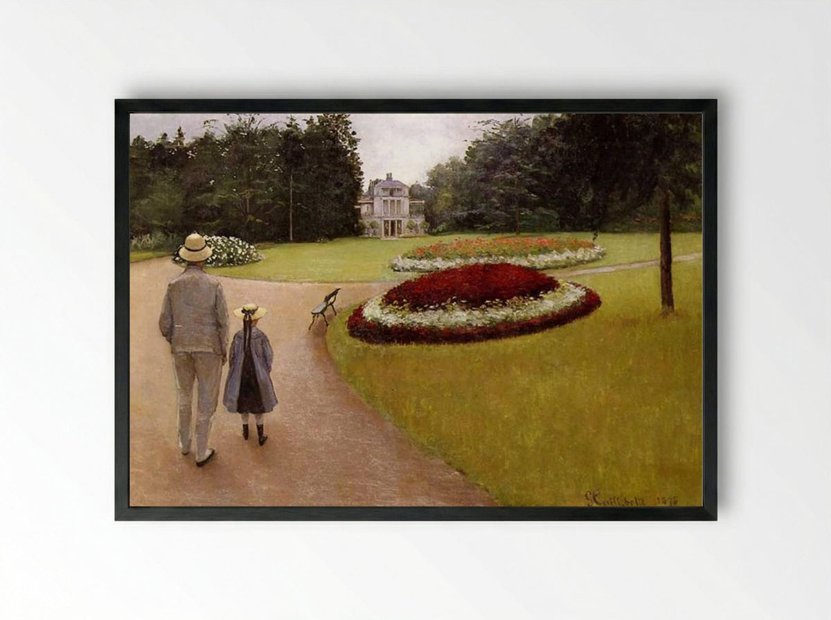 The Park on the Caillebotte Property at Yerres - Gustave Caillebotte - Framed Print Black