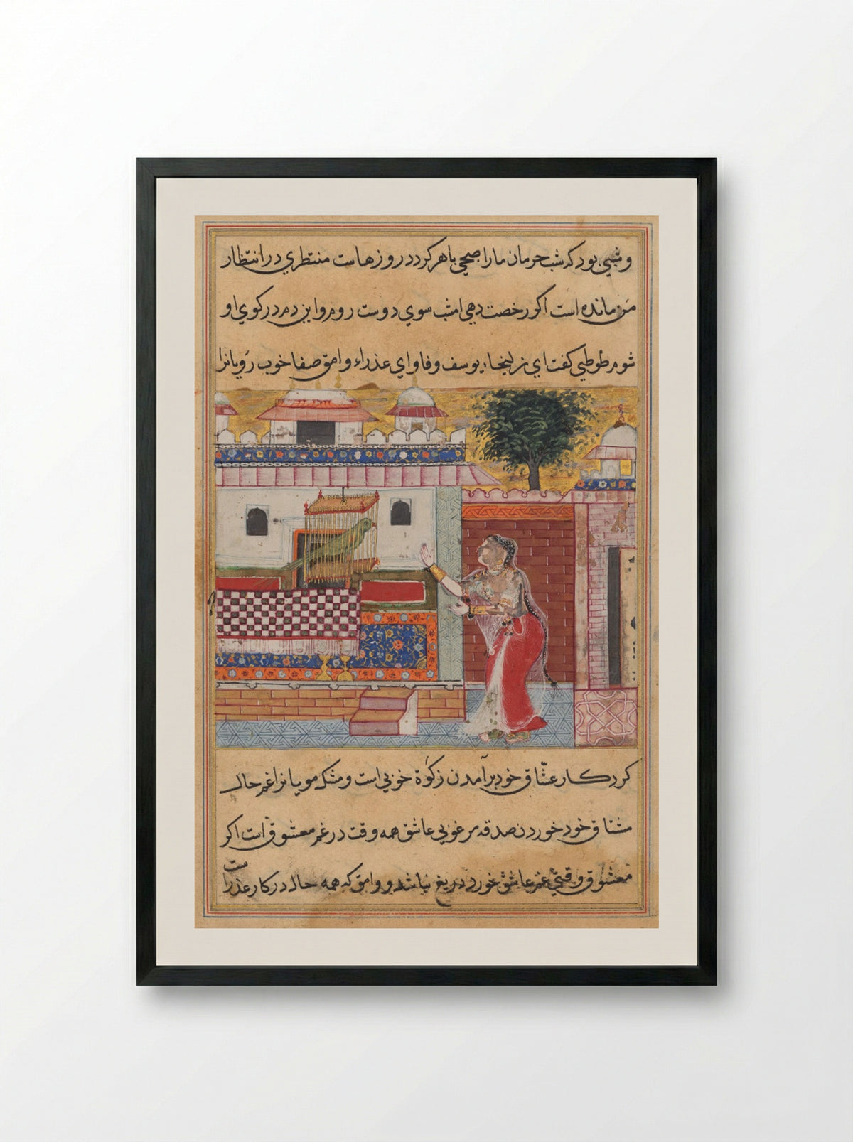 The Parrot Addresses Khujasta at the Beginning of the Twelfth Night - Tara 1 - Framed Print Black