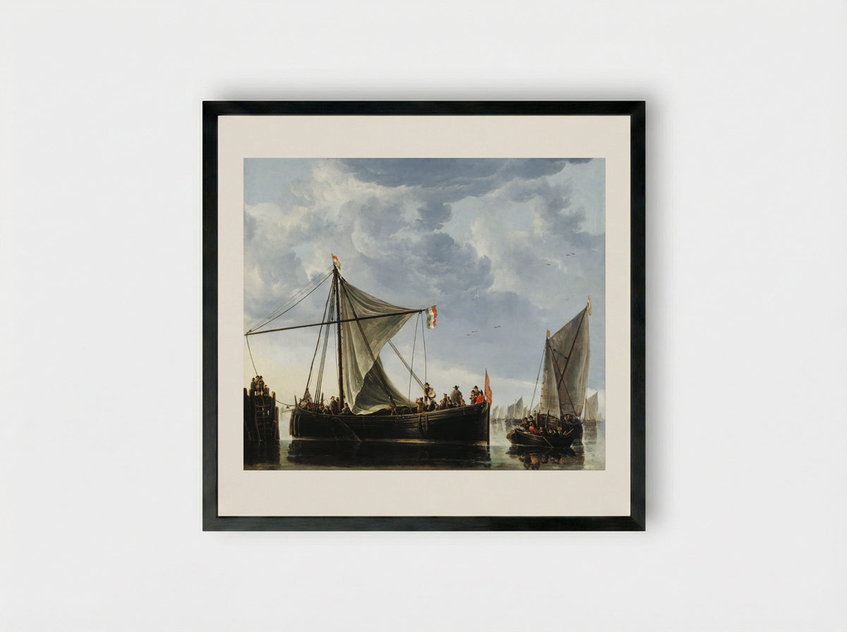 The Passage Boat - Aelbert Cuyp - Framed Print Black