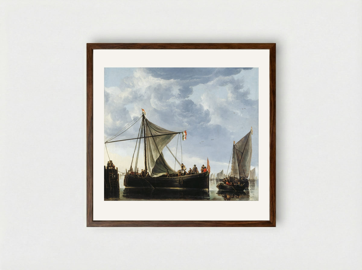 The Passage Boat - Aelbert Cuyp - Framed Print Dark Wood
