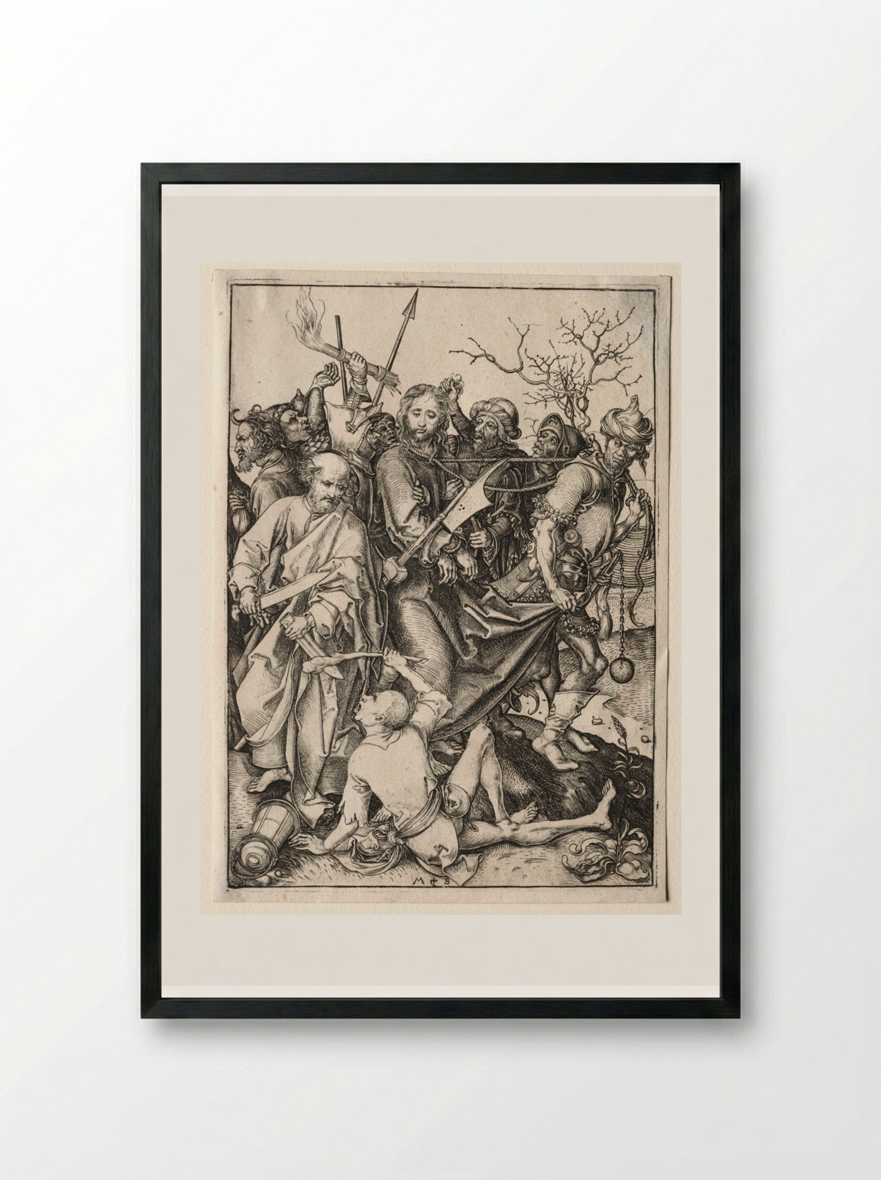 The Passion: Christ Taken Captive - Martin Schongauer - Framed Print Black