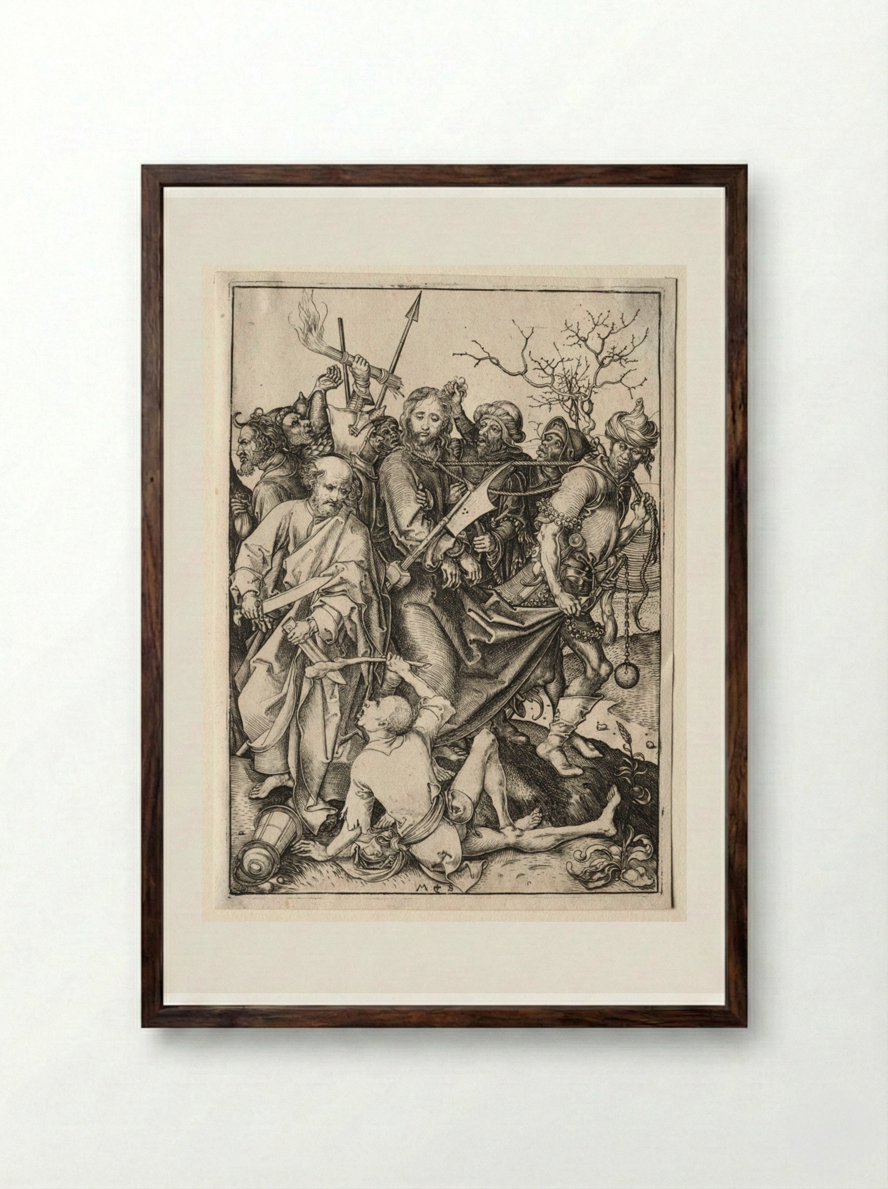 The Passion: Christ Taken Captive - Martin Schongauer - Framed Print Dark Wood