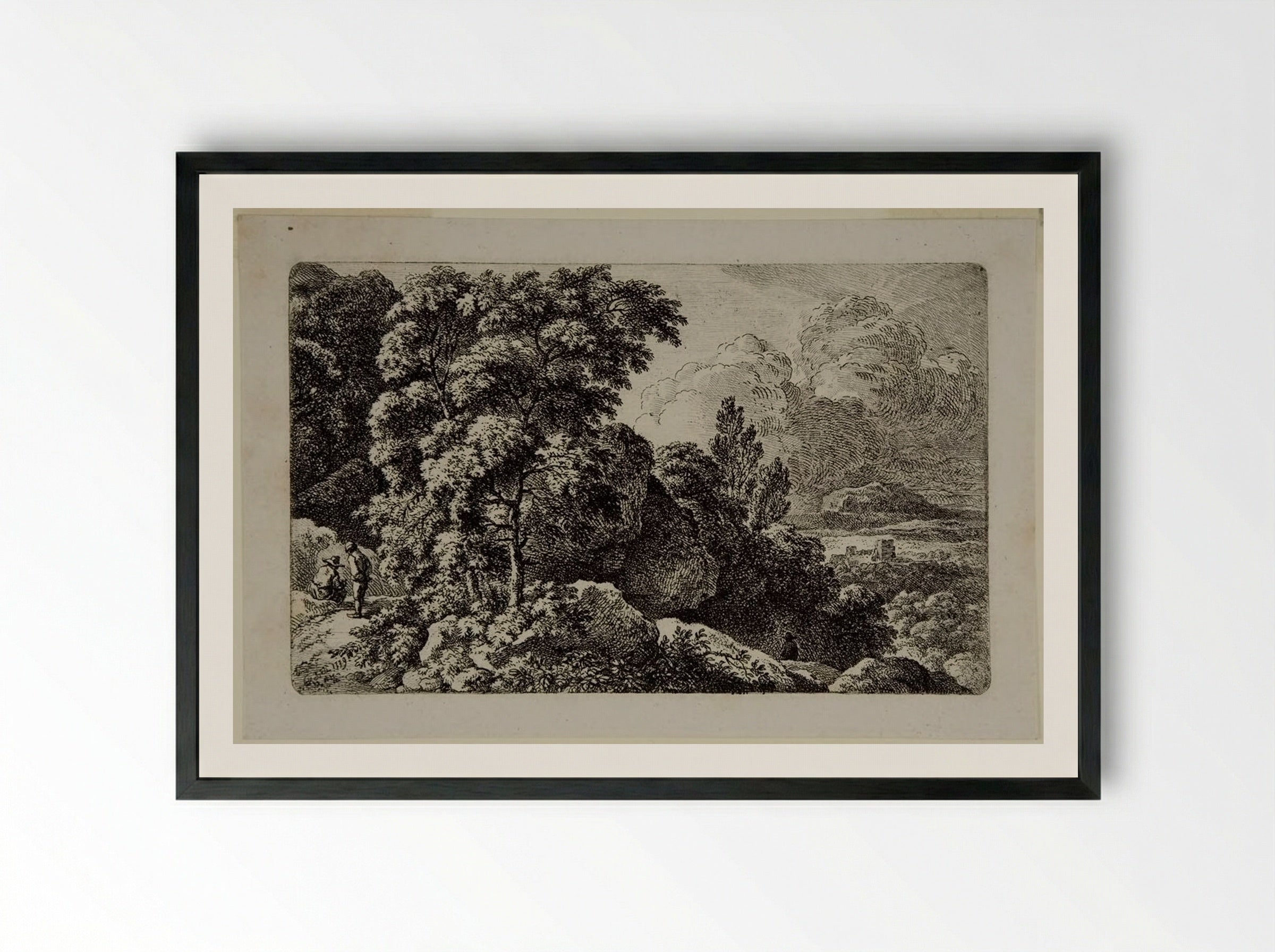 The Path in the Rocks - Ferdinand Kobell - Framed Print Black