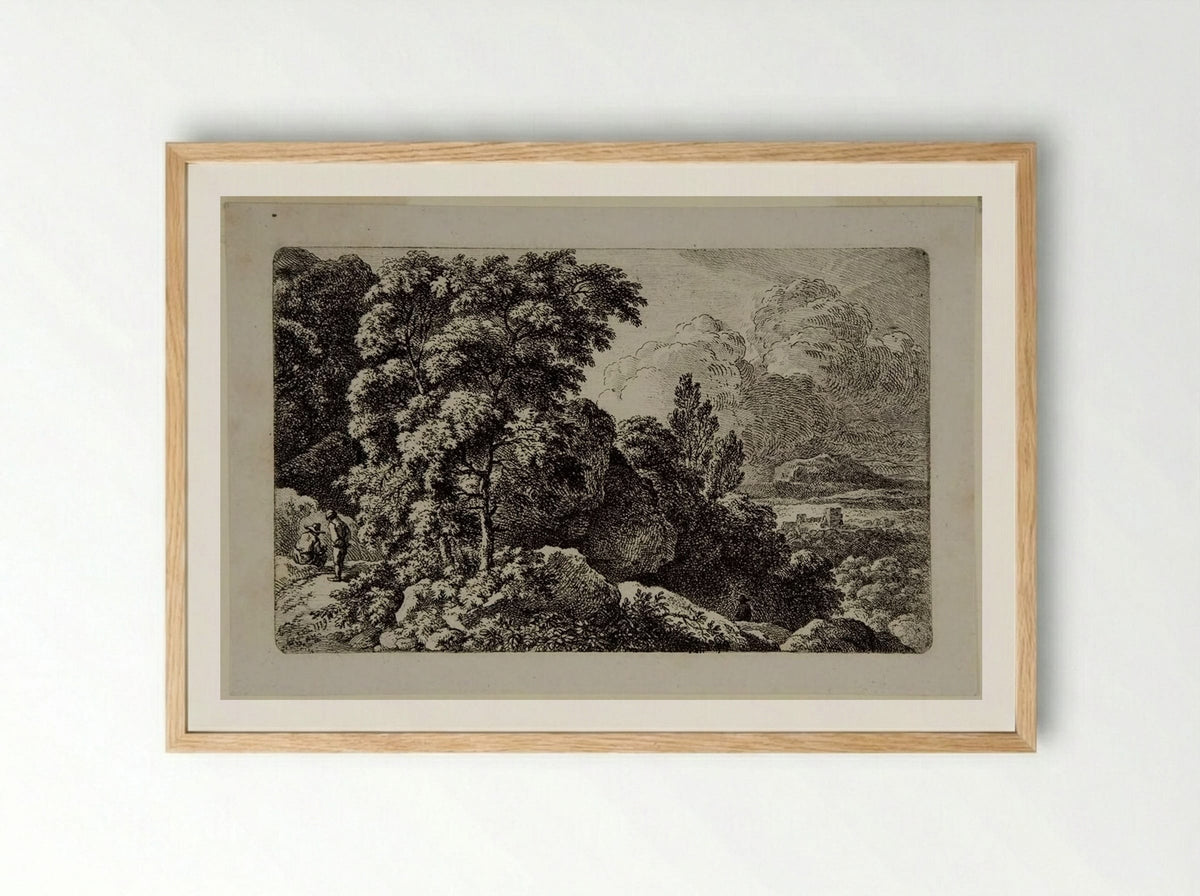 The Path in the Rocks - Ferdinand Kobell - Framed Print Wood
