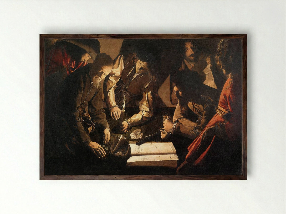 The Payment of Dues - Georges de la Tour - Framed Print Dark Wood