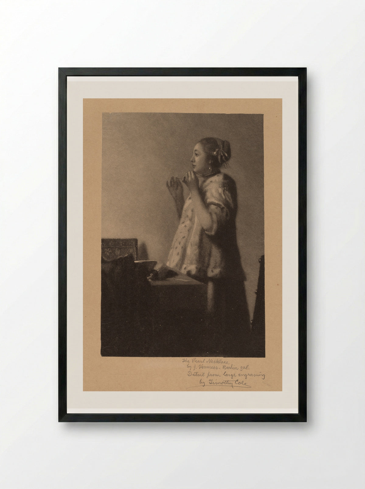 The Pearl Necklace (After Vermeer) - Timothy Cole - Framed Print Black