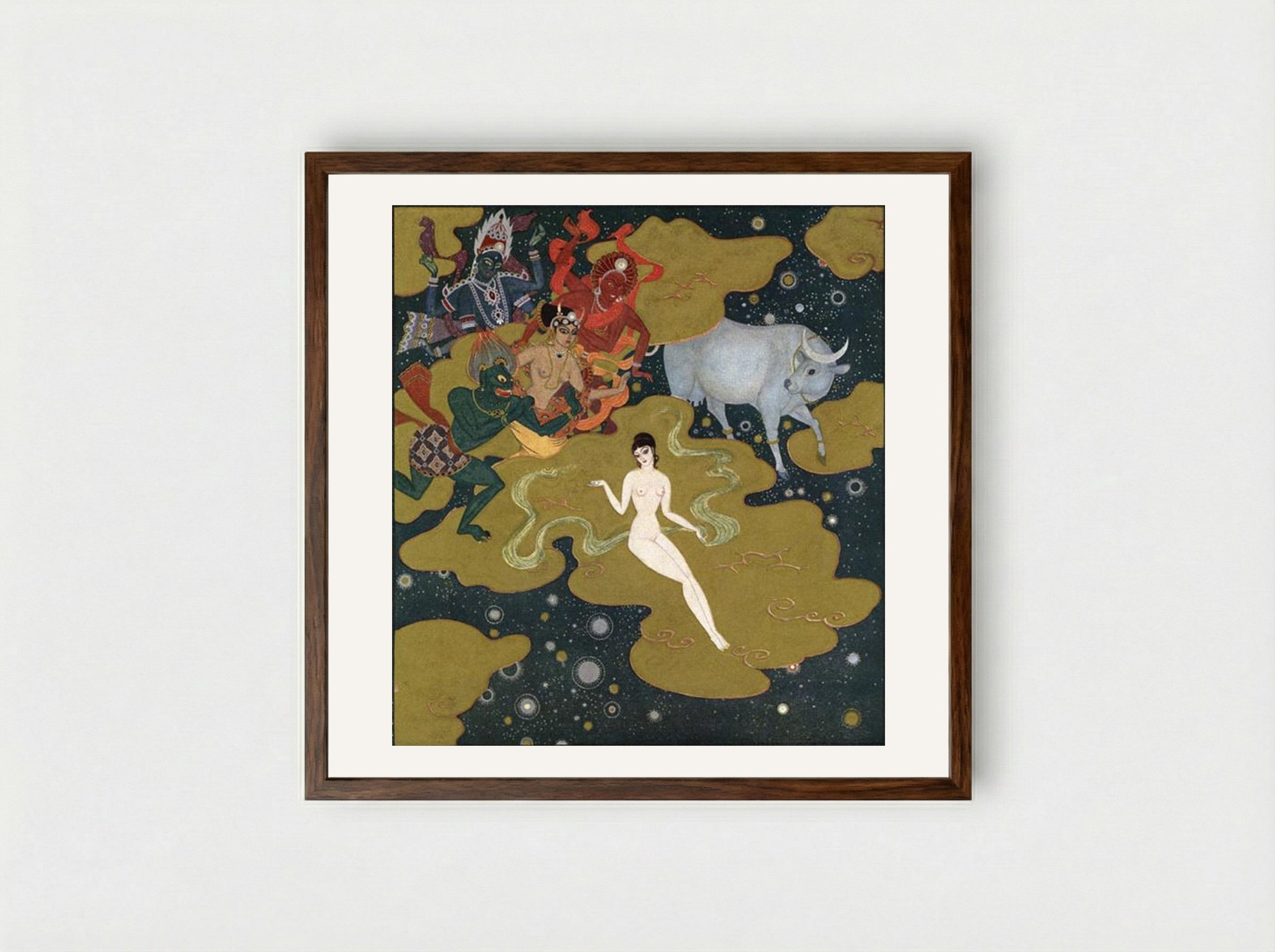 The Pearl of the Cloud - Edmund Dulac - Framed Print Dark Wood