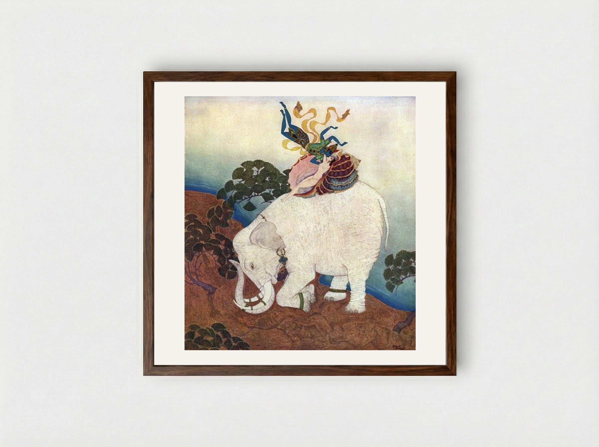 The Pearl of the Elephant - Edmund Dulac - Framed Print Dark Wood