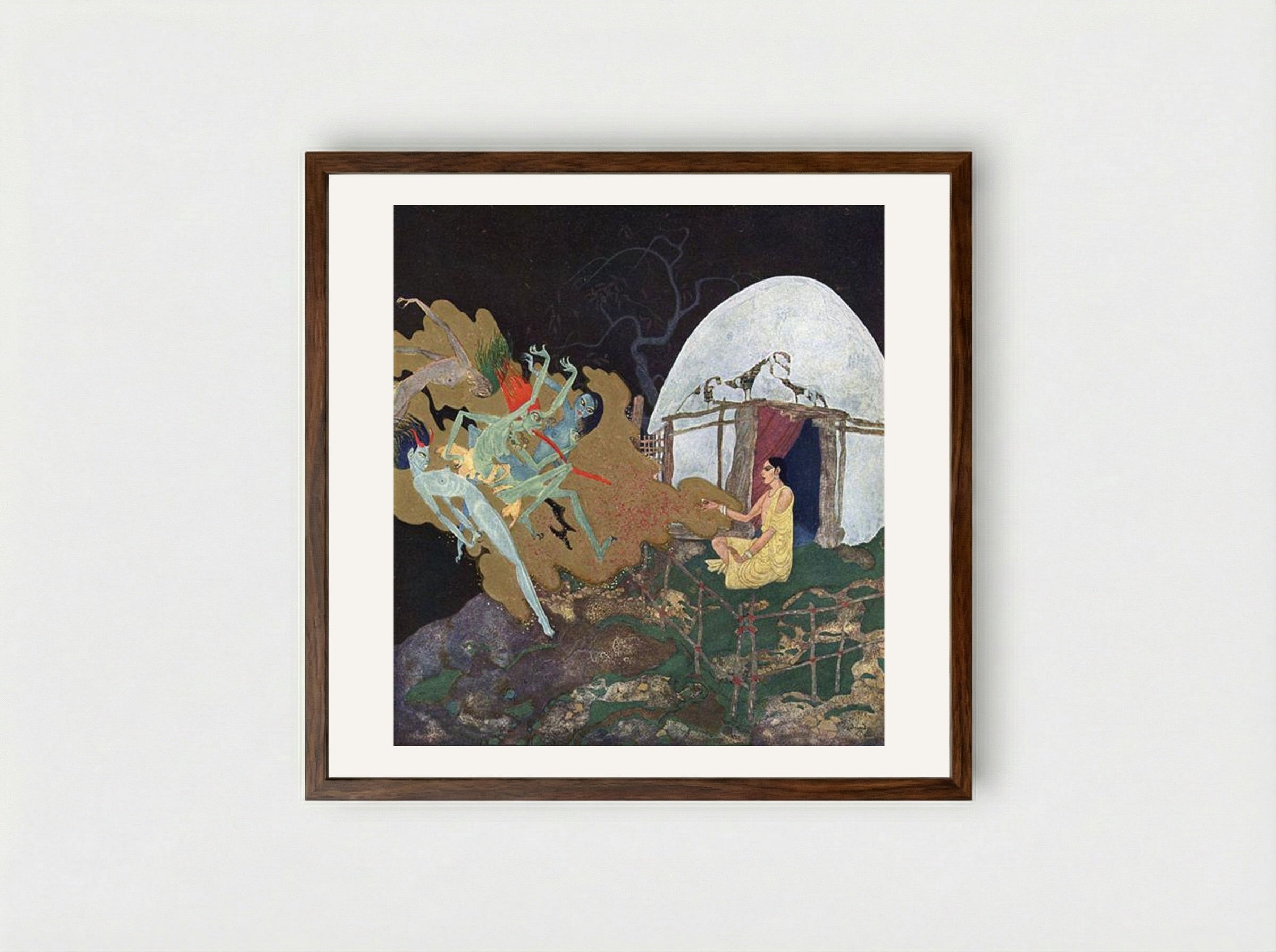 The Pearl of the Talisman - Edmund Dulac - Framed Print Dark Wood