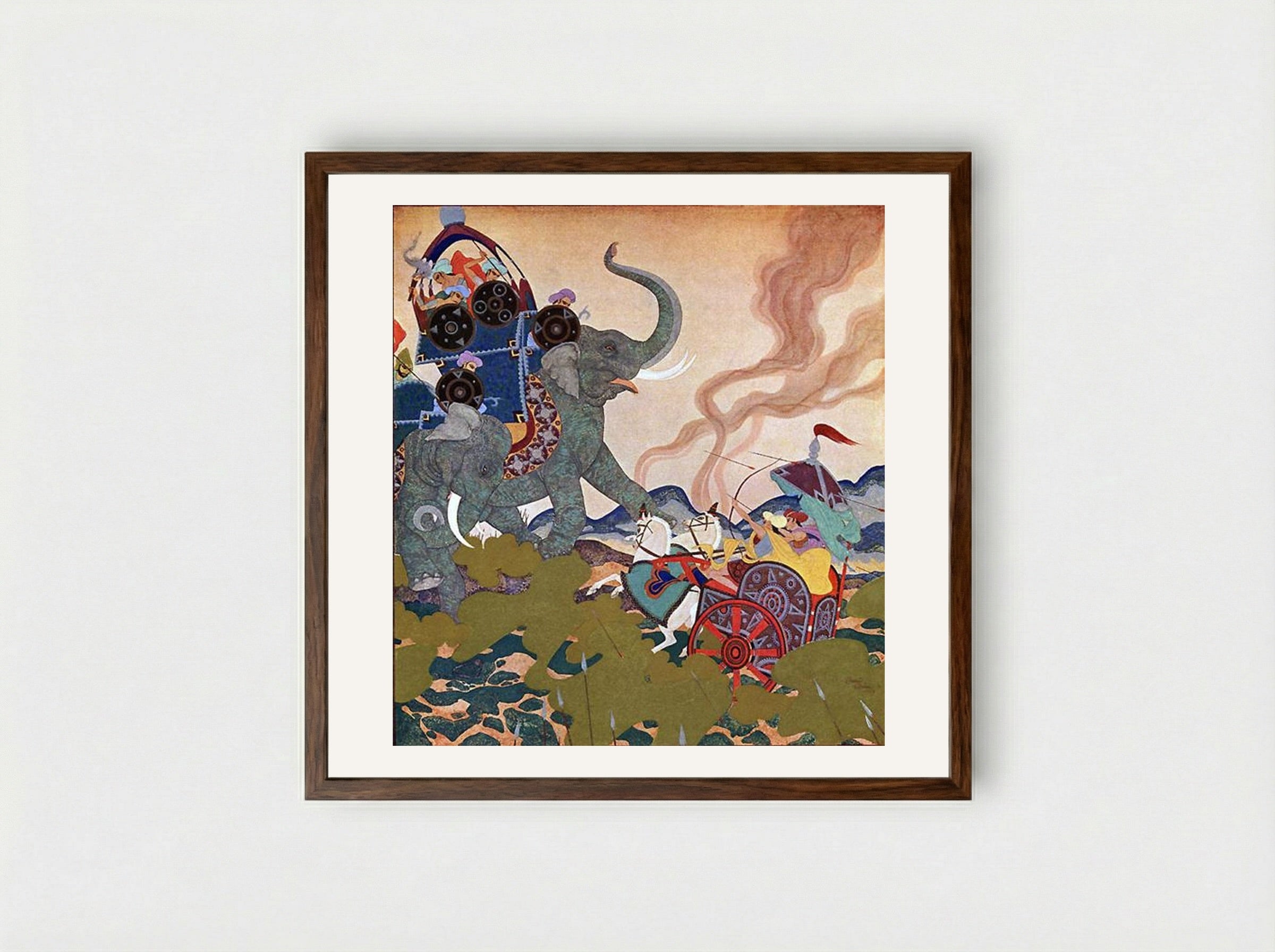 The Pearl of the Warrior - Edmund Dulac - Framed Print Dark Wood