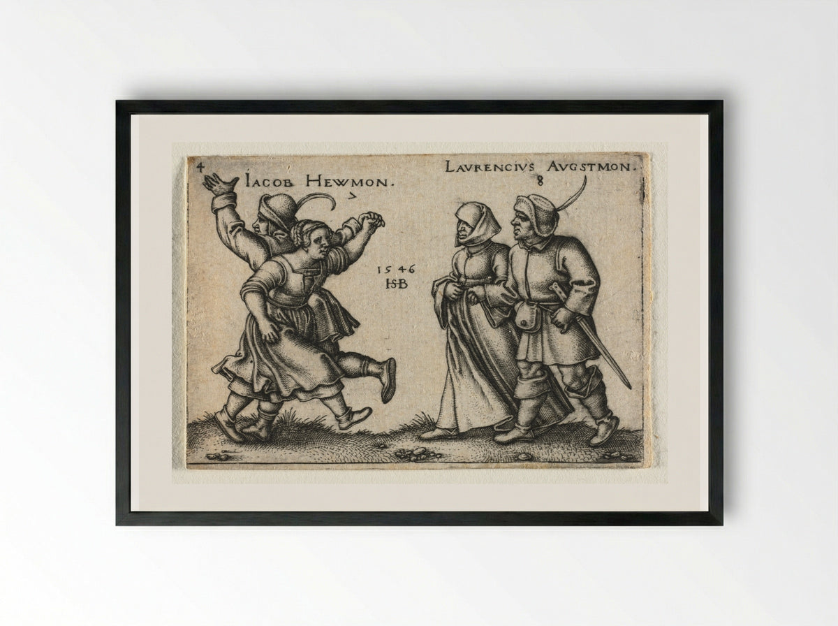The Peasant Wedding: July and August - Hans Sebald Beham - Framed Print Black