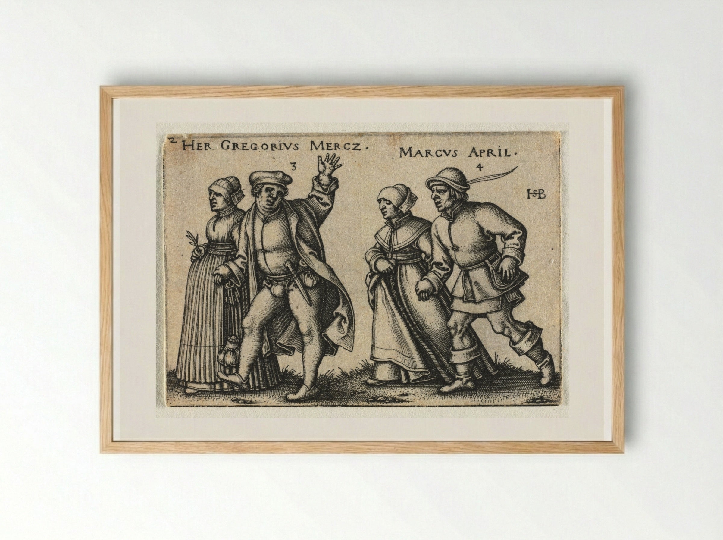 The Peasant Wedding: March and April - Hans Sebald Beham - Framed Print Wood