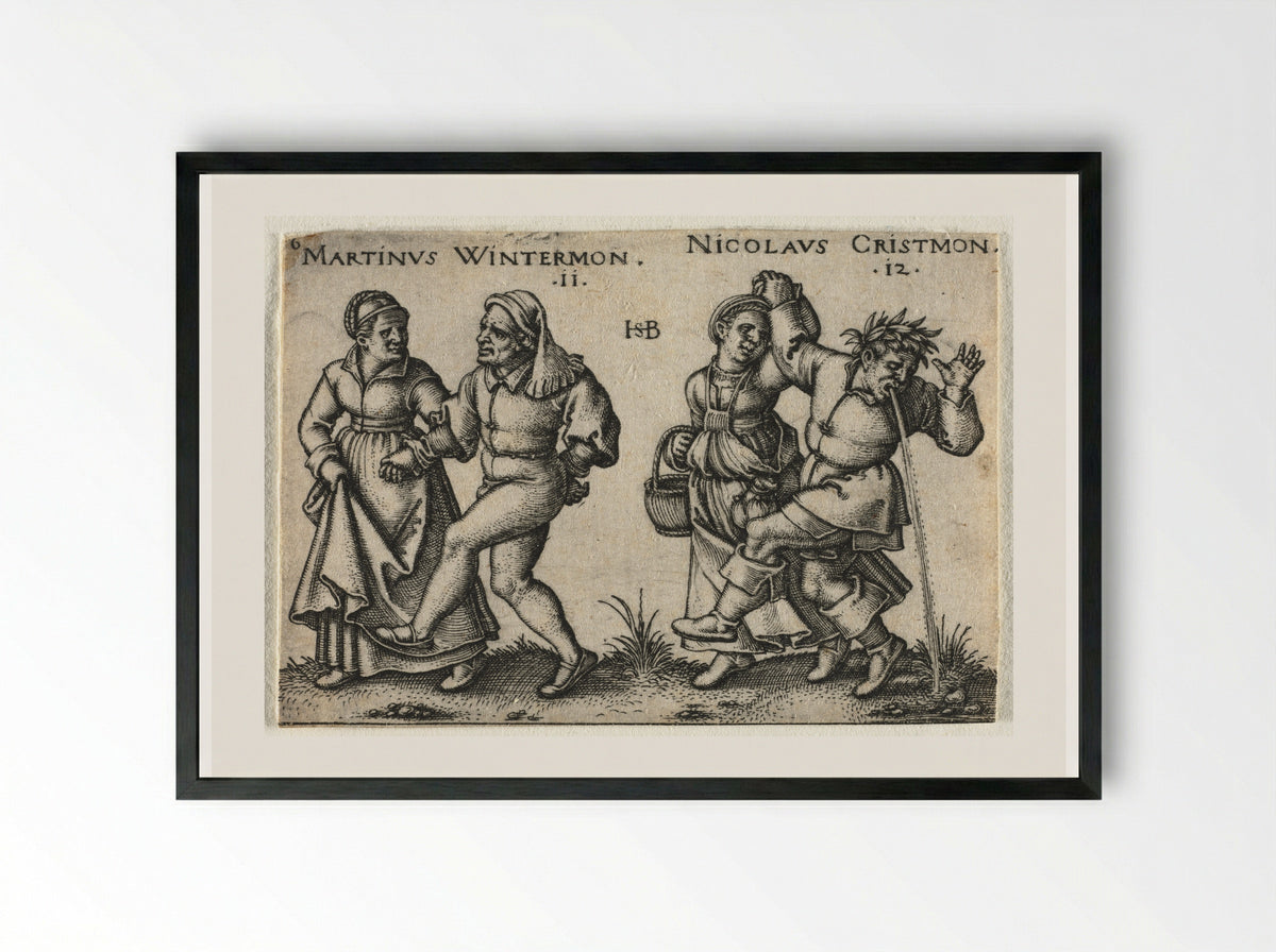 The Peasant Wedding: Martinus Wintermon and Nicolaus Cristmon - Hans Sebald Beham - Framed Print Black