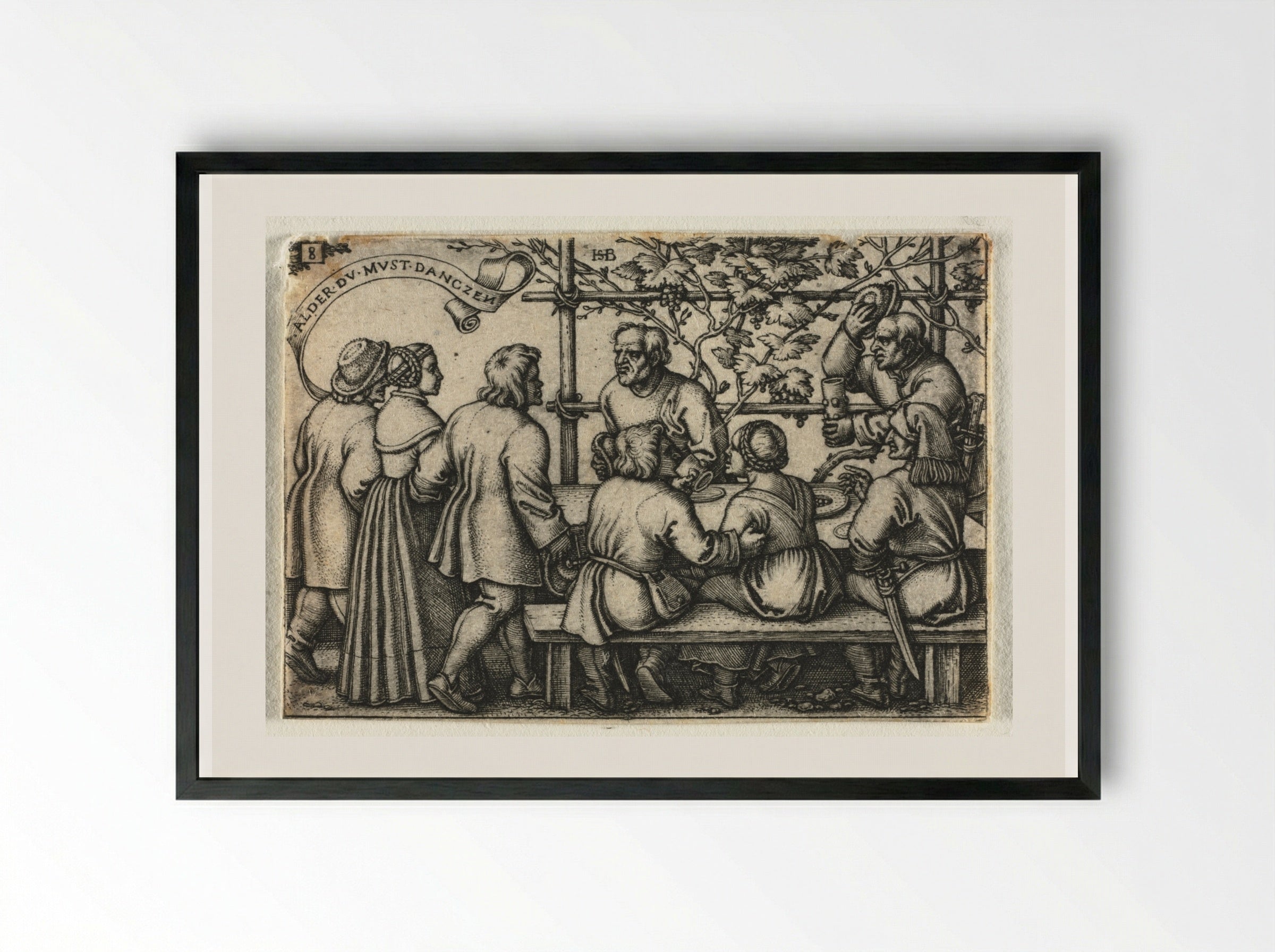 The Peasant Wedding: No. 8 - Hans Sebald Beham - Framed Print Black
