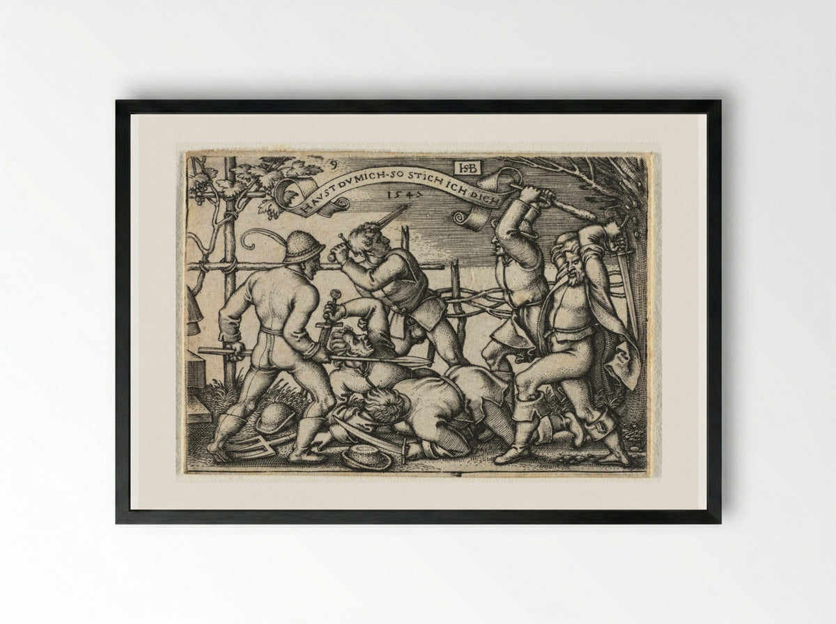 The Peasant Wedding: No. 9 - Hans Sebald Beham - Framed Print Black