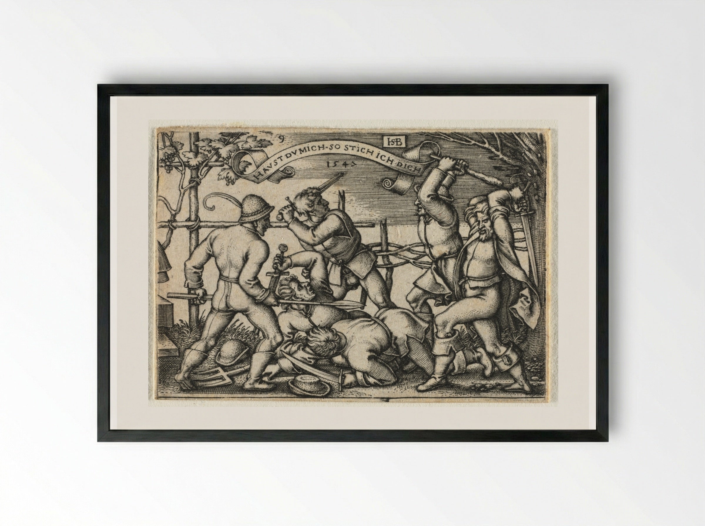 The Peasant Wedding: No. 9 - Hans Sebald Beham - Framed Print Black