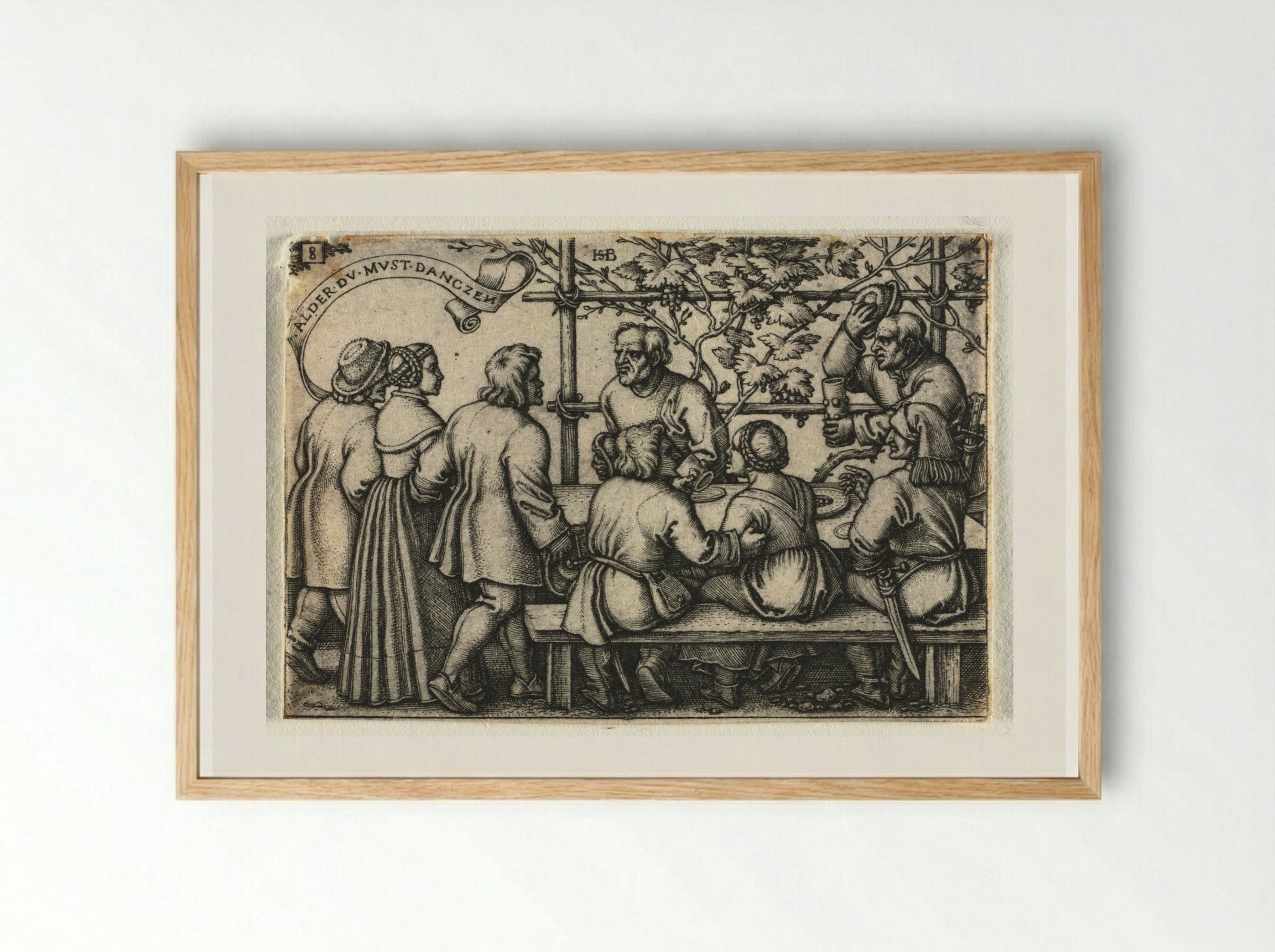 The Peasant Wedding: No. 8 - Hans Sebald Beham - Framed Print Wood