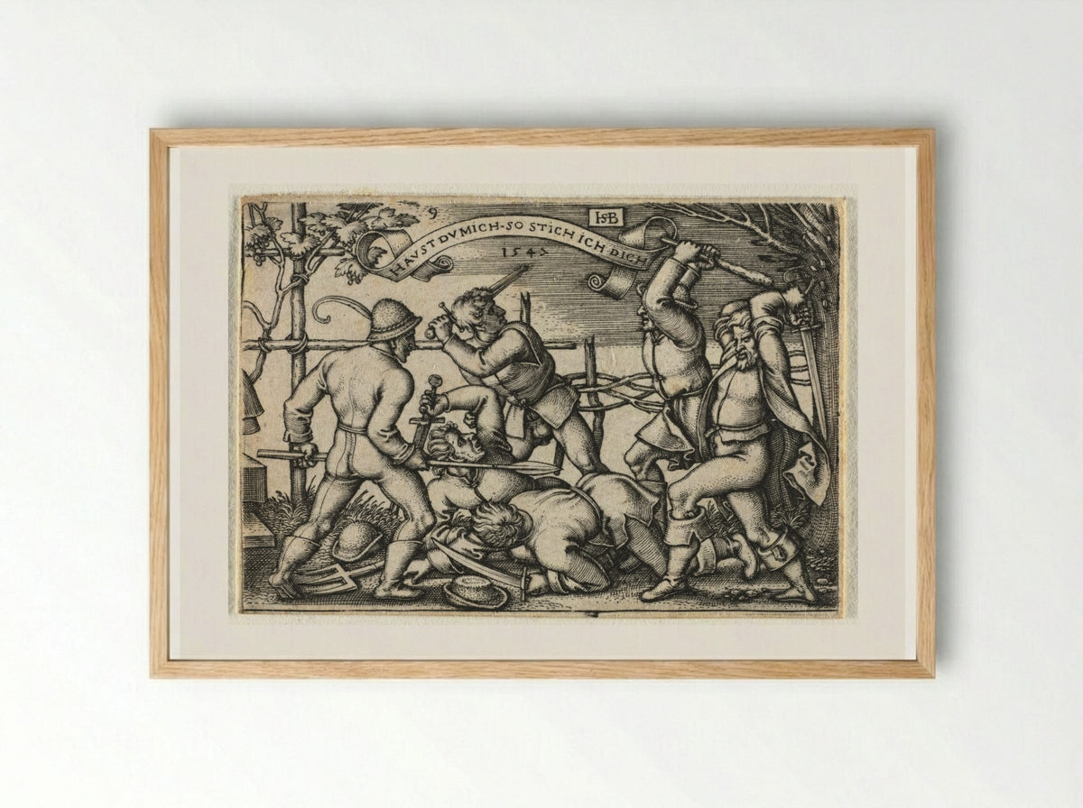 The Peasant Wedding: No. 9 - Hans Sebald Beham - Framed Print Wood
