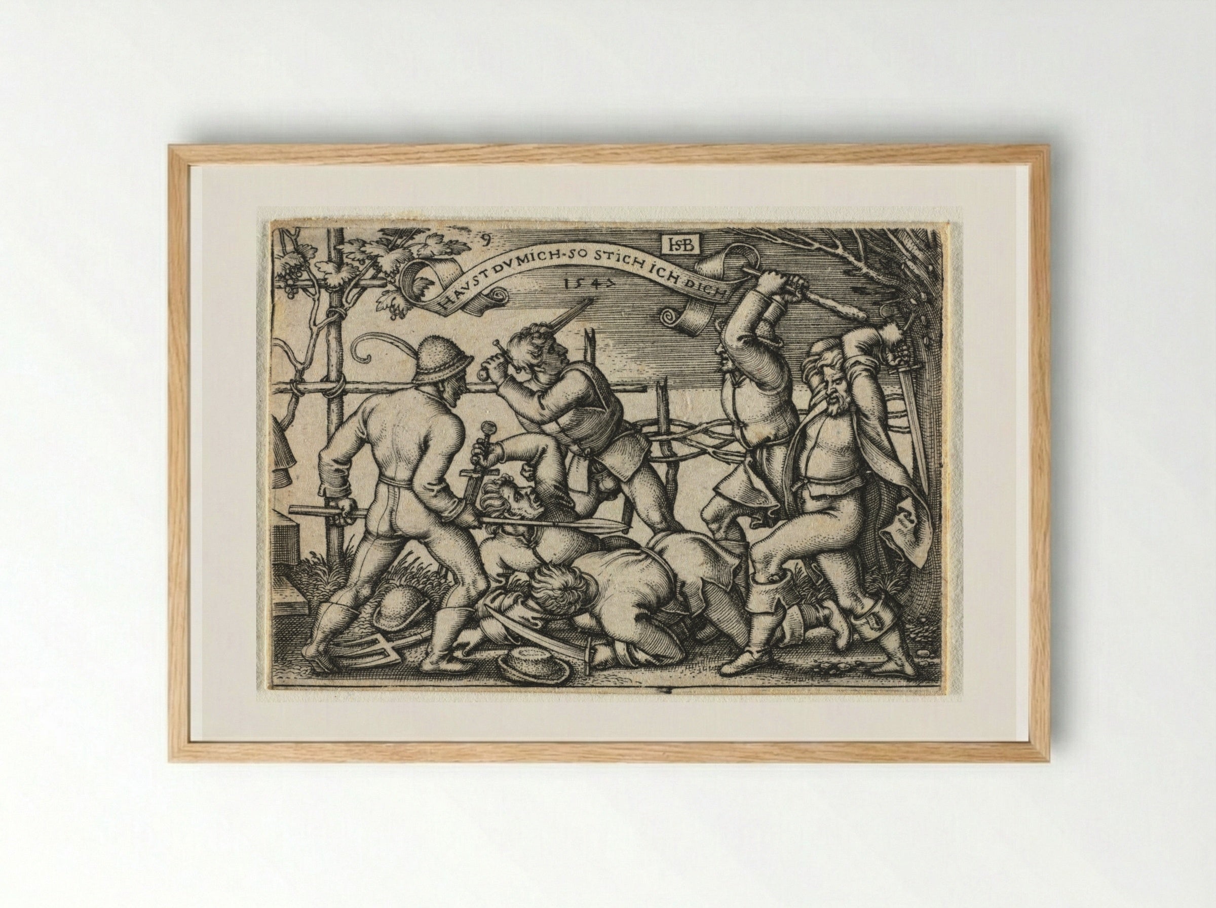 The Peasant Wedding: No. 9 - Hans Sebald Beham - Framed Print Wood