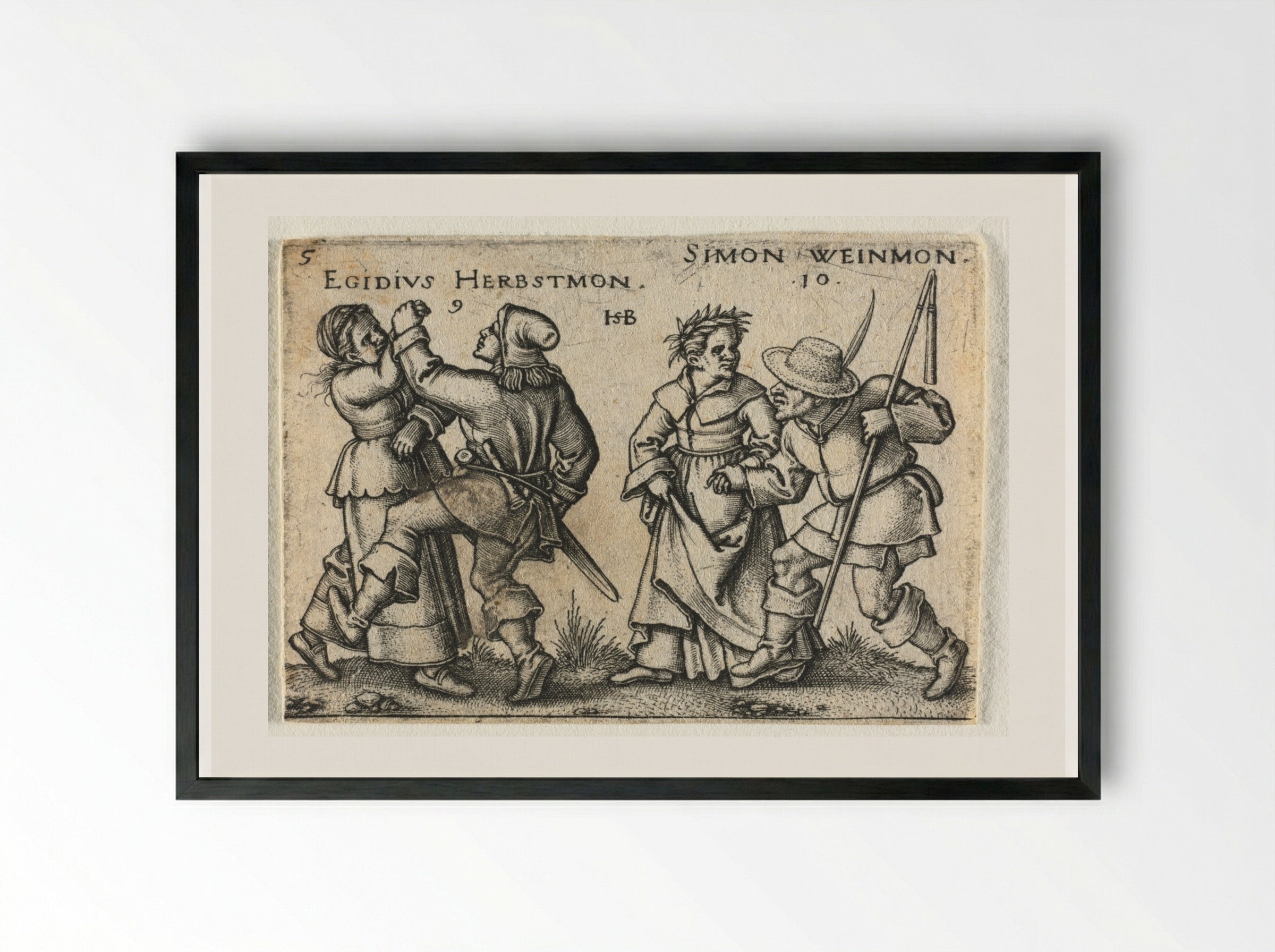 The Peasant Wedding: September and October - Hans Sebald Beham - Framed Print Black