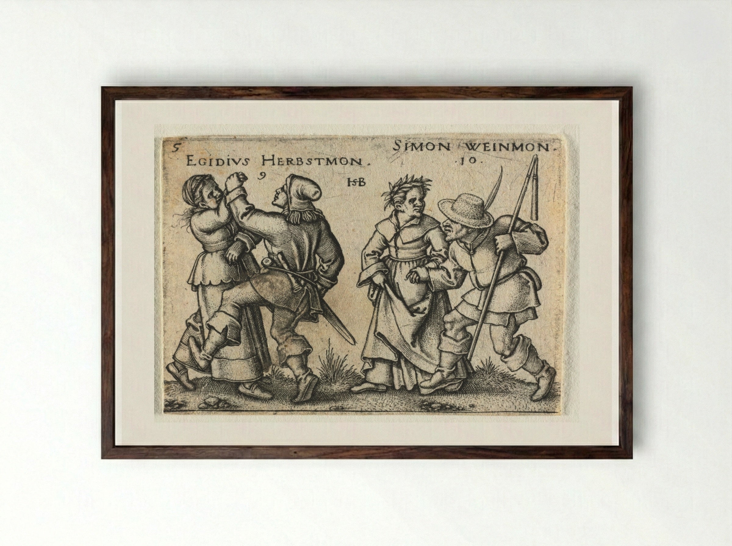 The Peasant Wedding: September and October - Hans Sebald Beham - Framed Print Dark Wood