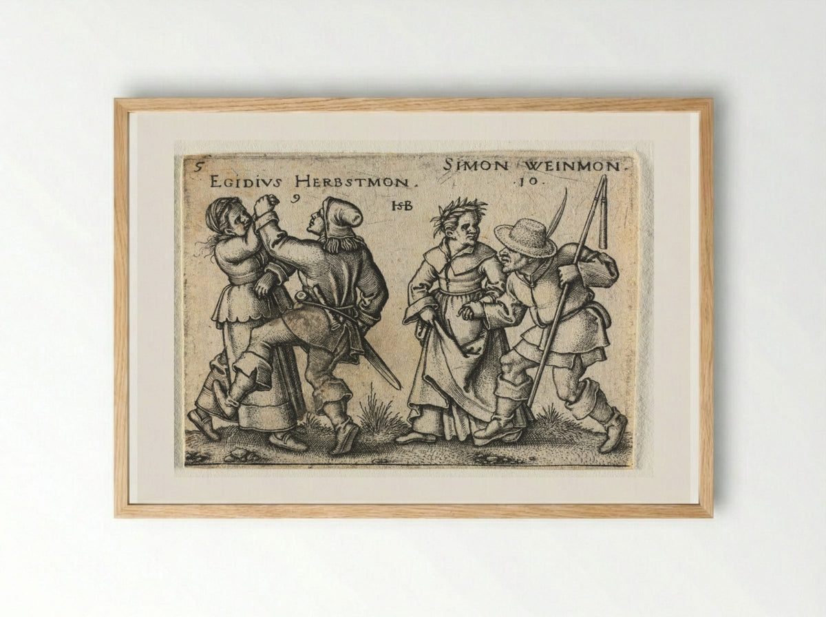 The Peasant Wedding: September and October - Hans Sebald Beham - Framed Print Wood