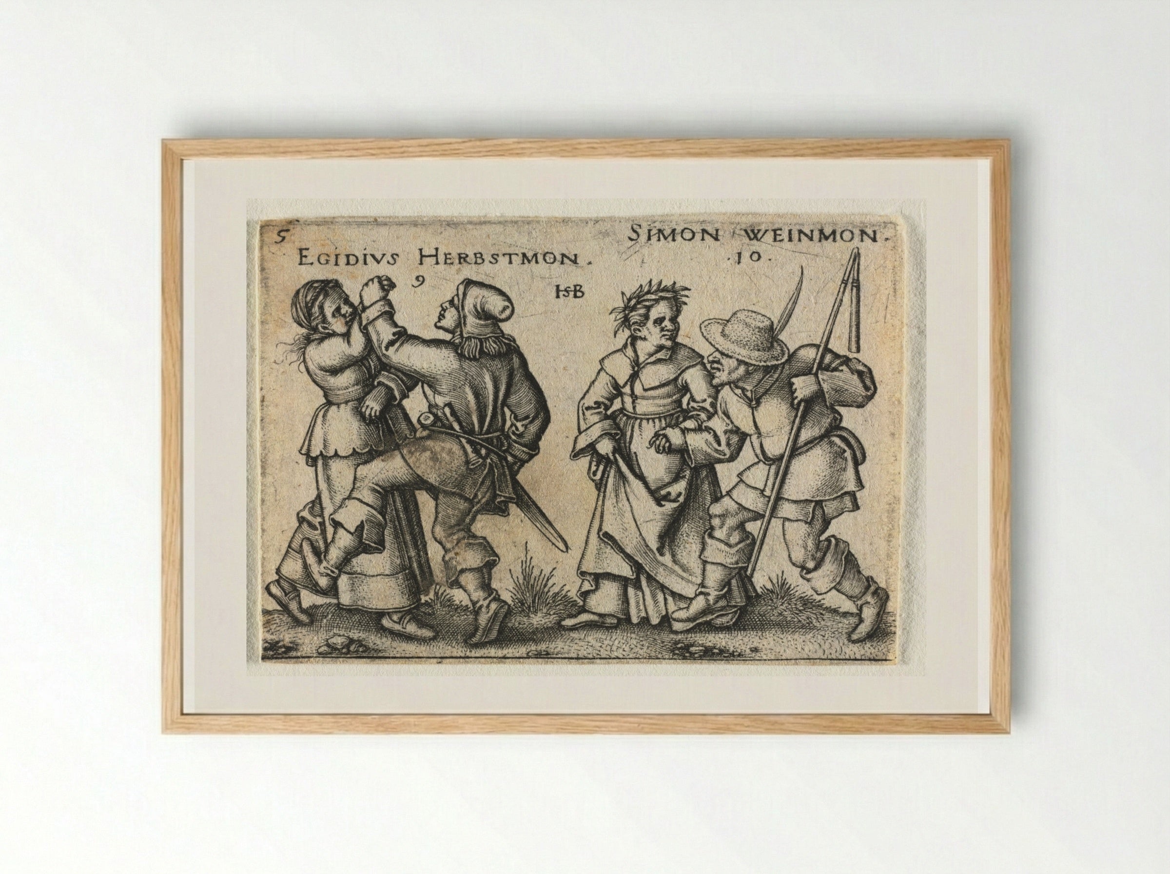 The Peasant Wedding: September and October - Hans Sebald Beham - Framed Print Wood
