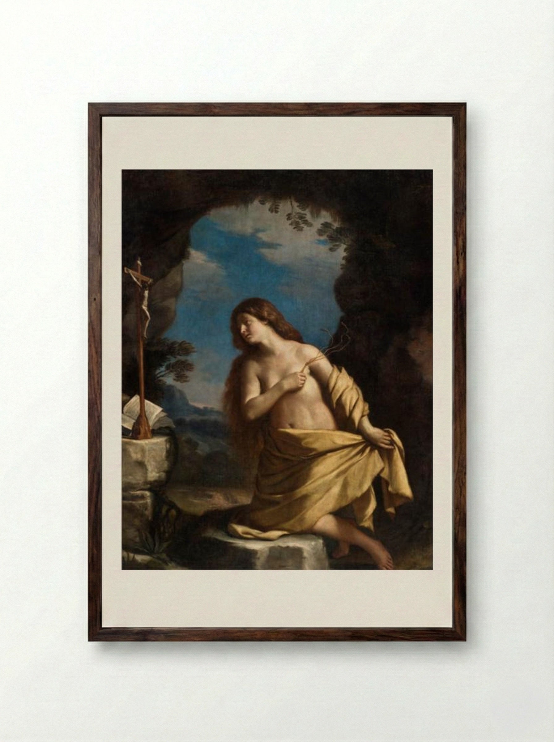 The Penitent Magdalen - Guercino - Framed Print Dark Wood
