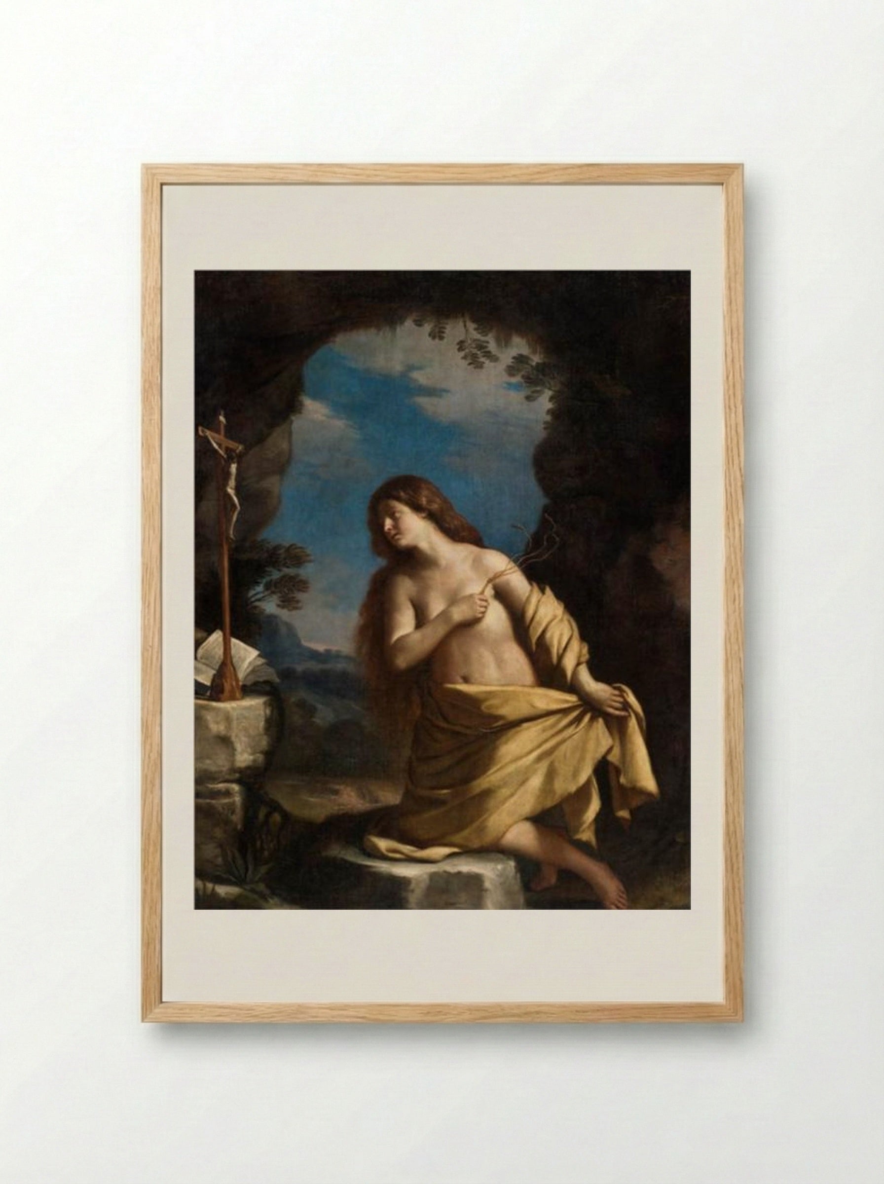 The Penitent Magdalen - Guercino - Framed Print Wood